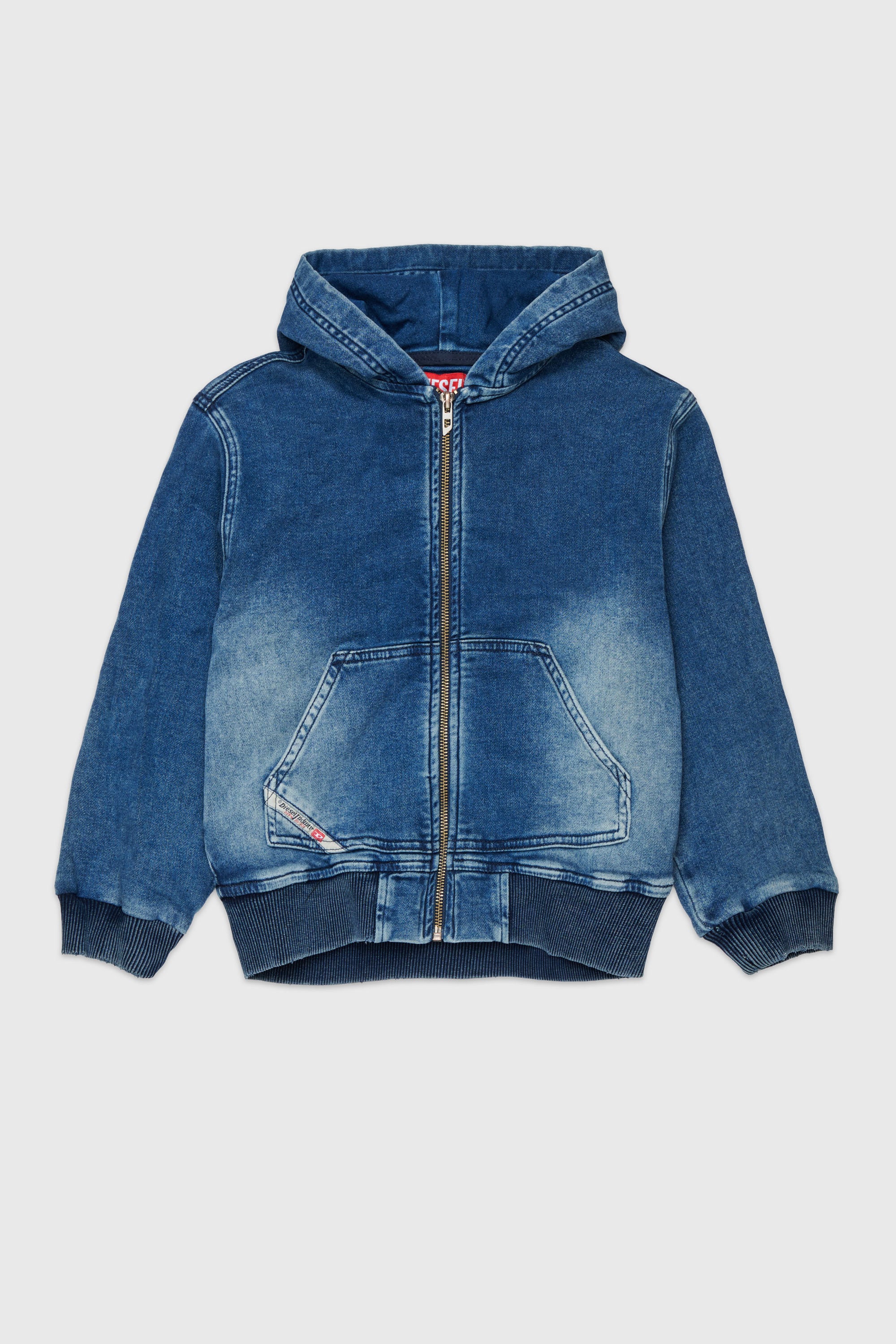 Diesel - STIMM-OVER JJJ, Sweat &agrave; capuche zipp&eacute; en JoggJeans Homme in Bleu - 1