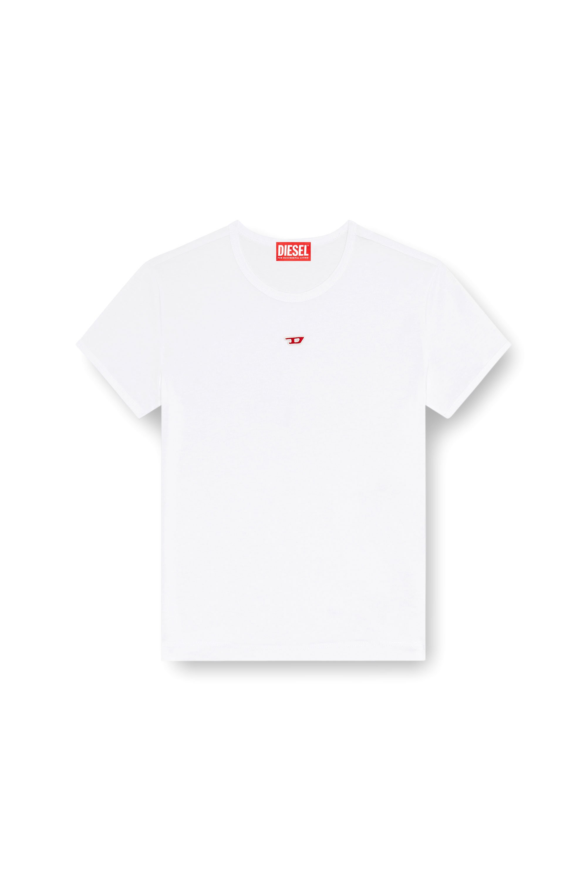 Diesel - T-UNCUTIE-LONG-D, Donna T-shirt con patch D ricamato in Bianco - Image 4