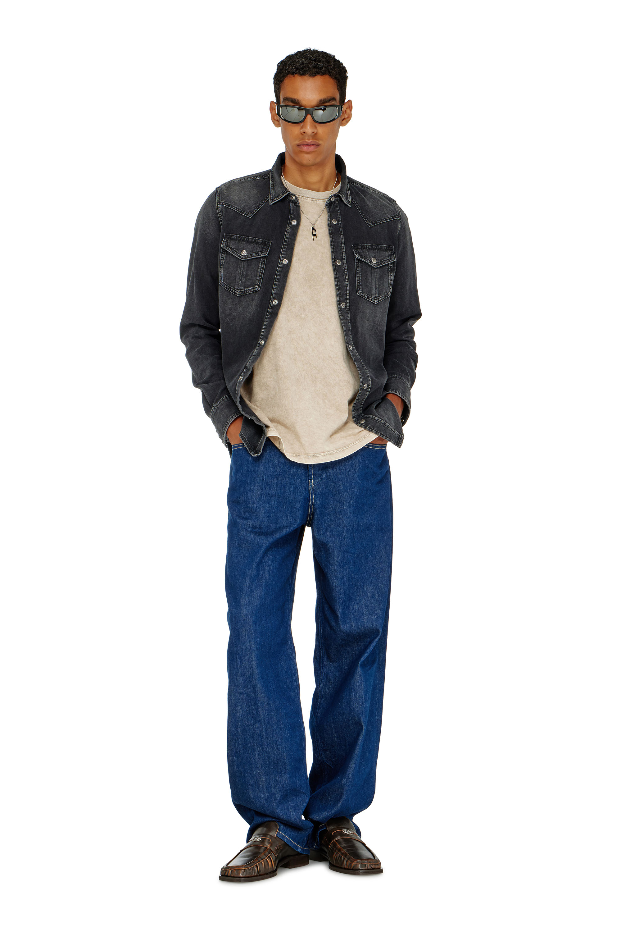 Diesel - D-VEGA, Man's Denim overshirt in Black - 2