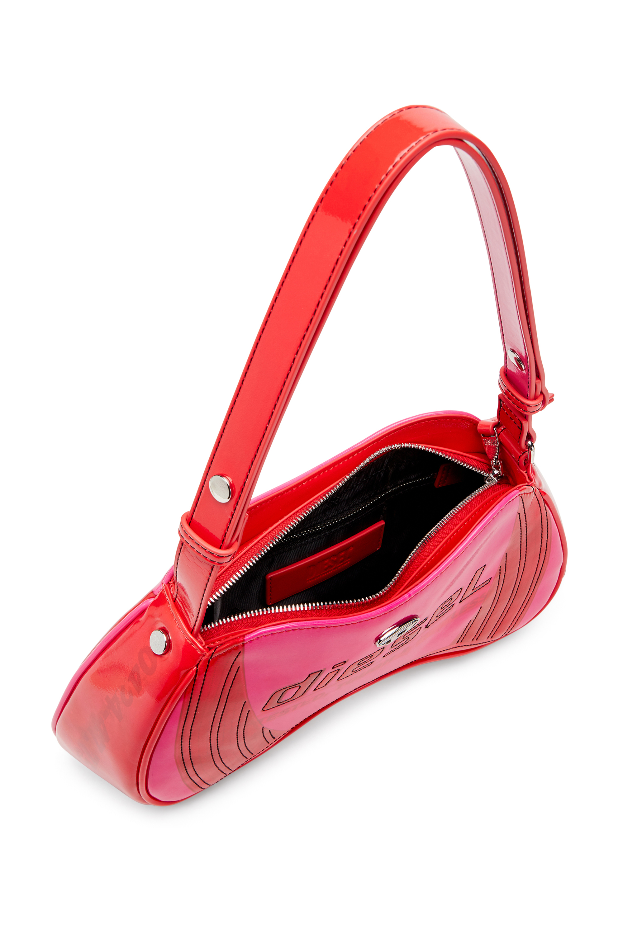 Diesel - PLAY SHOULDER, Play-Sac à bandoulière brillant avec détails de motard Femme in Rose - 5