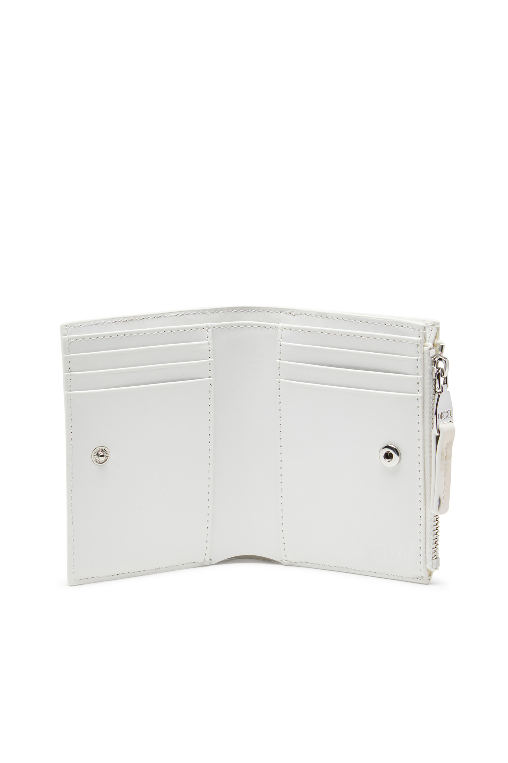 Diesel - PLAY BI-FOLD ZIP II, Petit portefeuille en PU brillant imprimé Femme in Blanc - 3