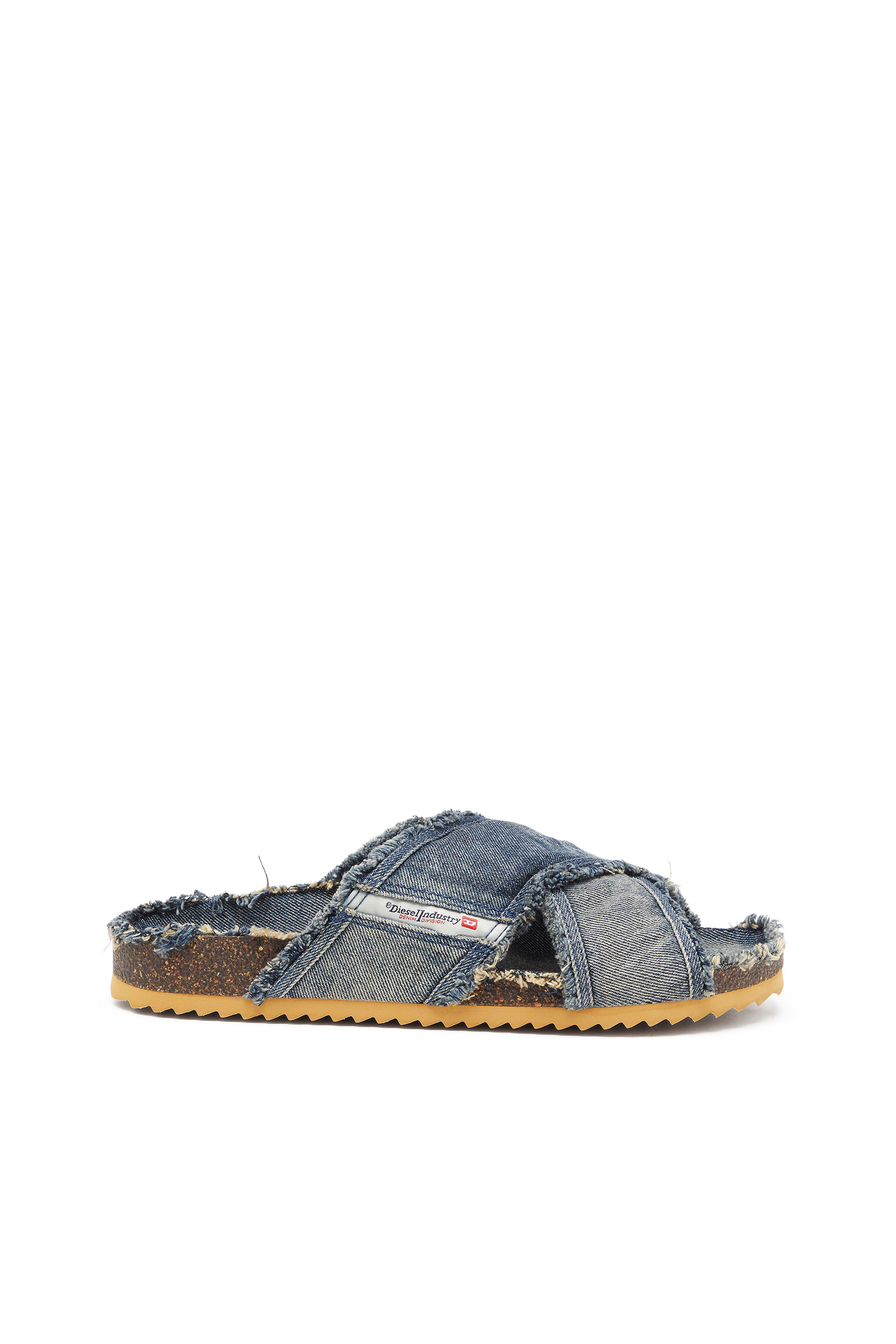 Diesel - D-WOODSTOCK CROSS, D-Woodstock-Crossover mules en denim effiloché Homme in Bleu - 1