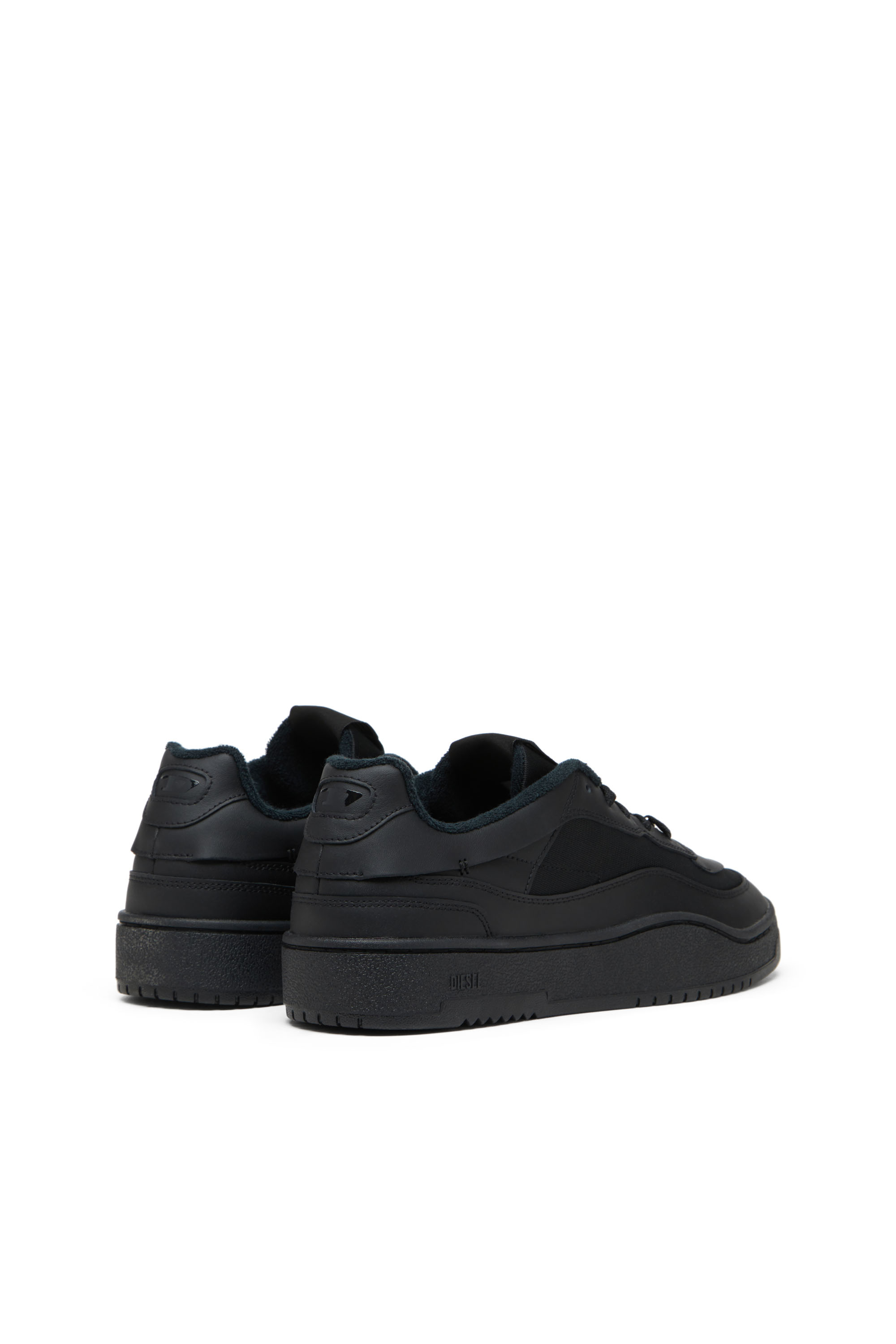 S-OVAL SKATE LOW, Schwarz Diesel - S-OVAL SKATE LOW, Herren S-Oval Skate-Sneakers aus Leder mit Einsatz aus Stoff in Schwarz - 3