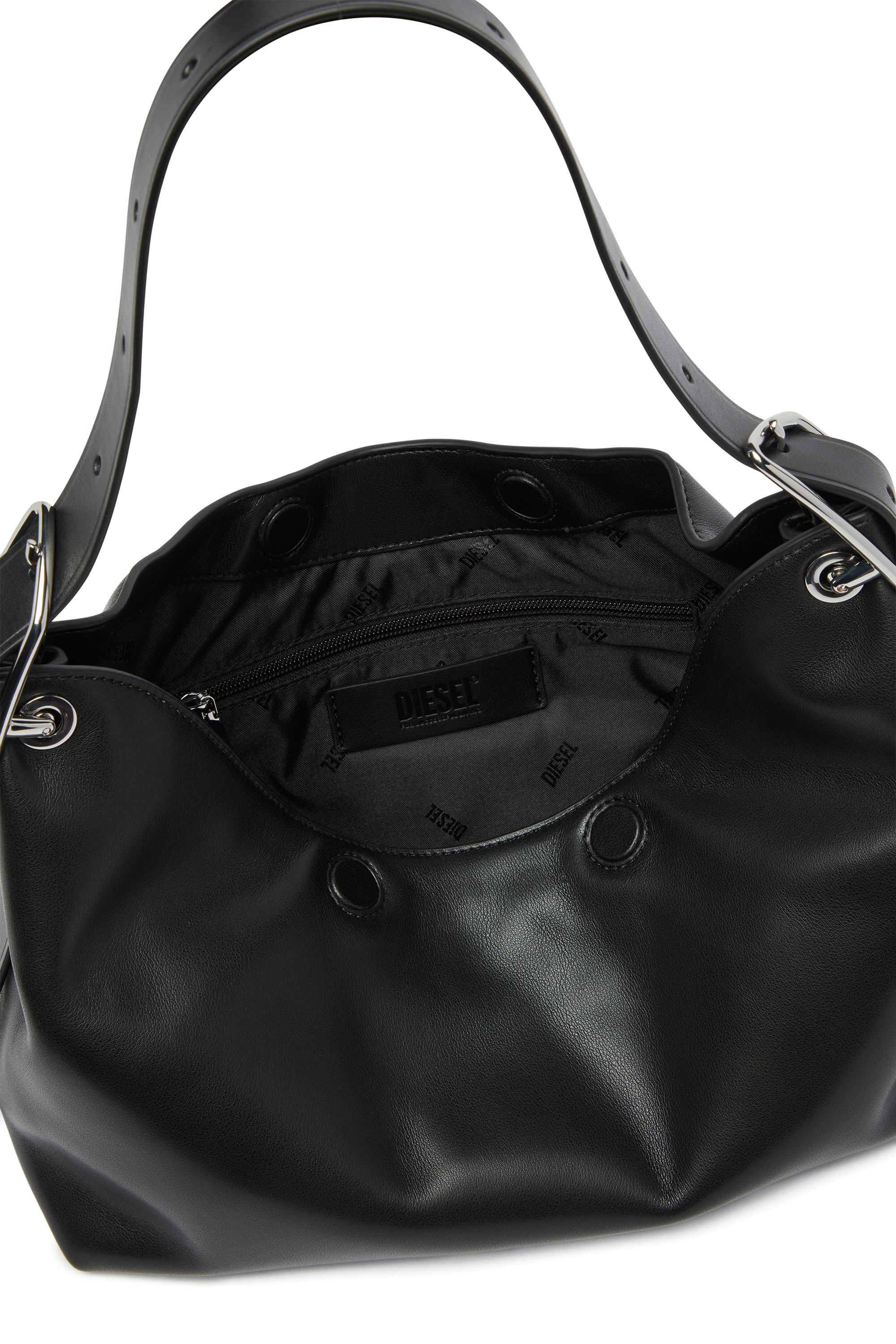 Diesel - D-LINE HOBO S, D-Line-Borsa a spalla in pelle Donna in Nero - 6