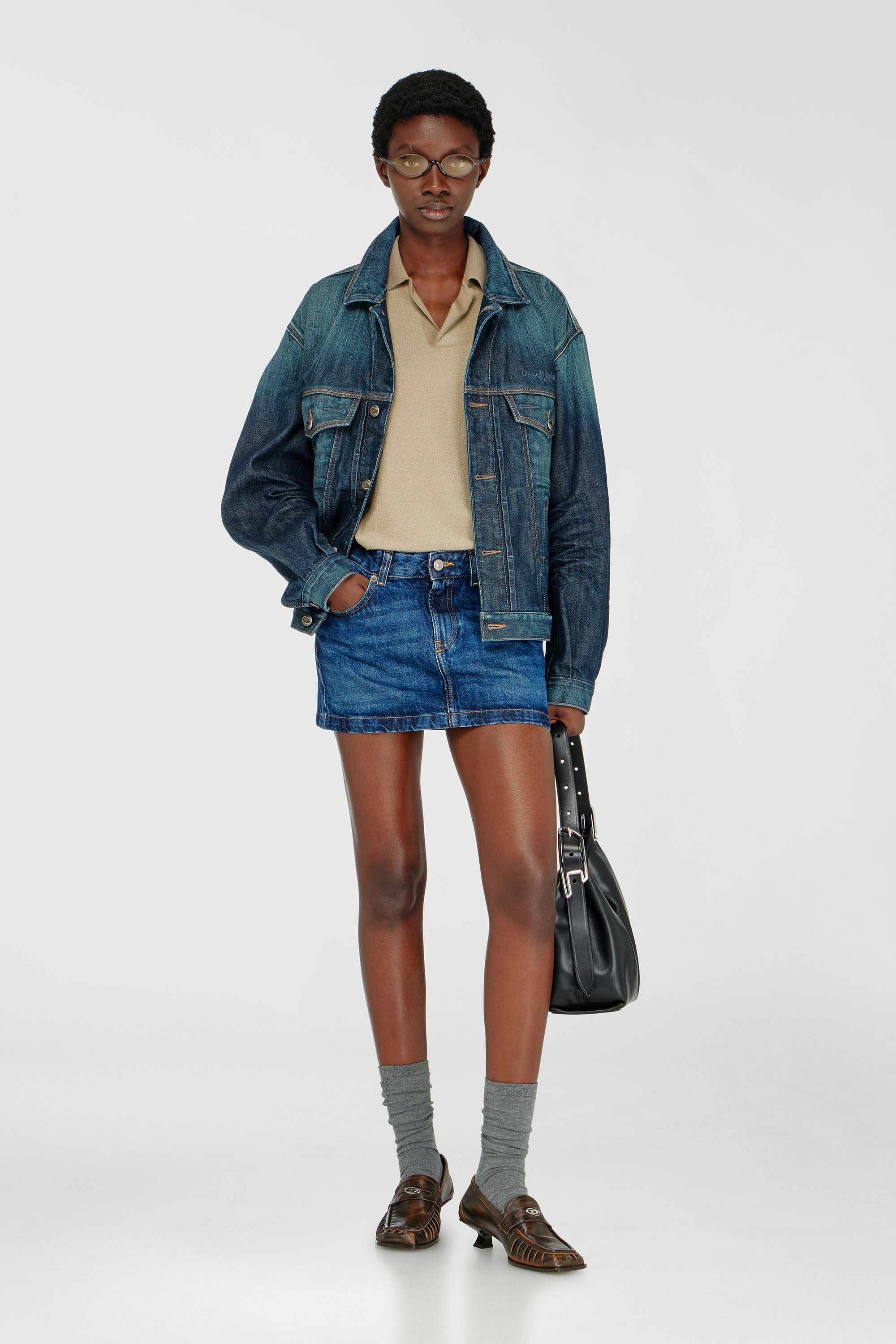 Diesel - DE-RON, Woman's Miniskirt in denim in Dark Blue - 1