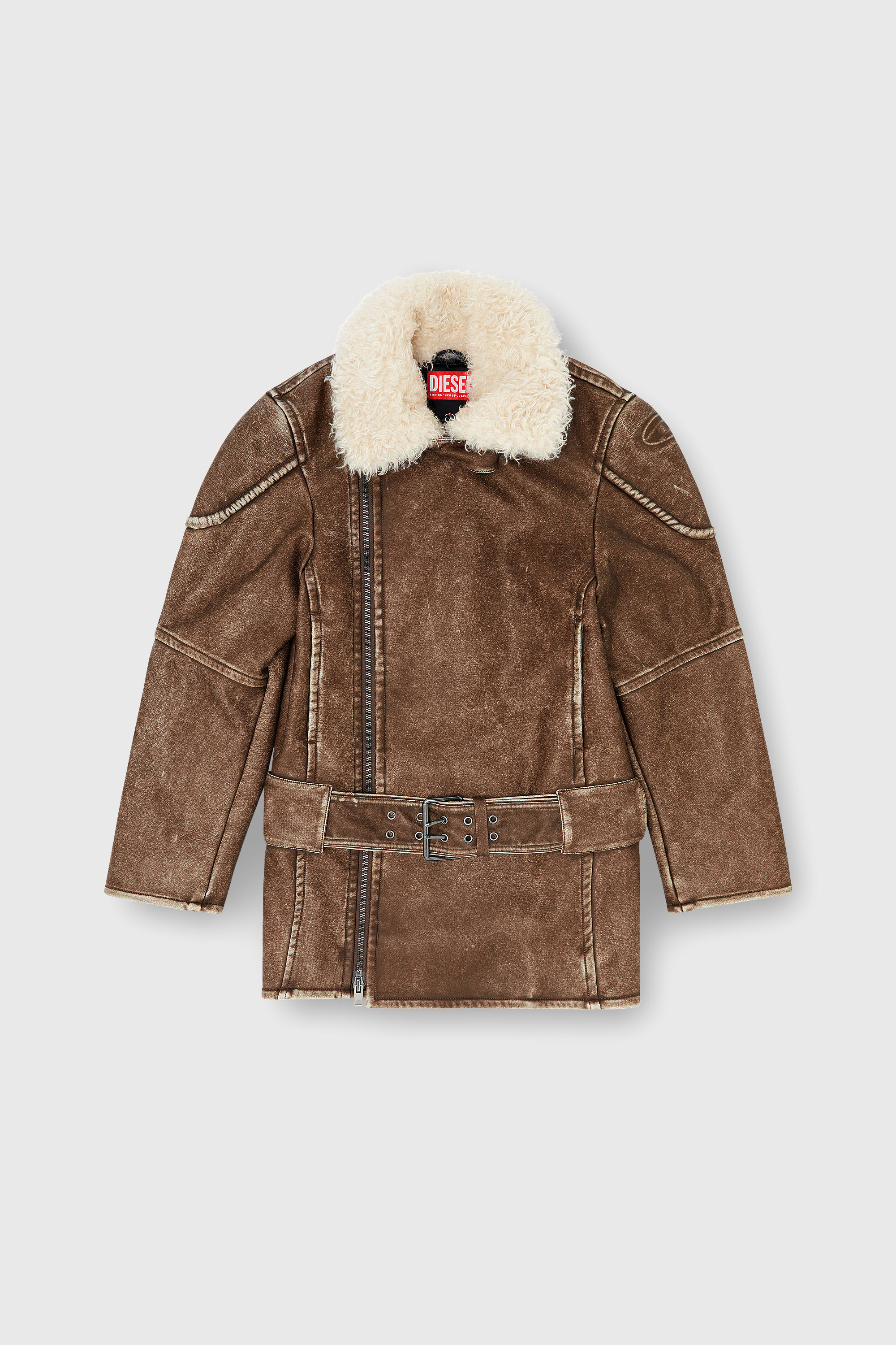 Diesel - G-EYSER, Manteau aviateur-biker crois&eacute; Femme in Marron - 2