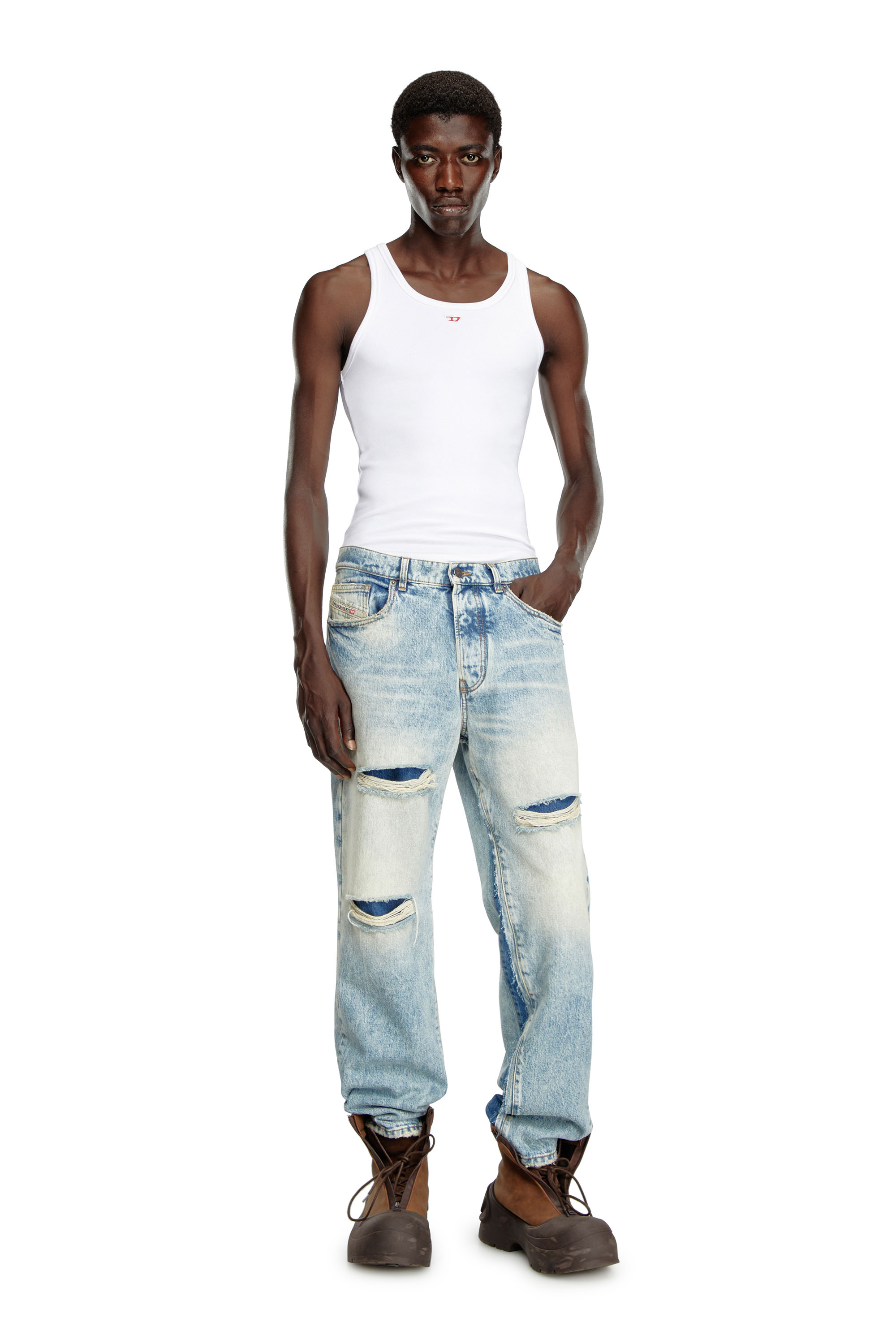 Diesel - Uomo Straight Jeans D-Fire 0AJEN, Blu Chiaro - Image 1