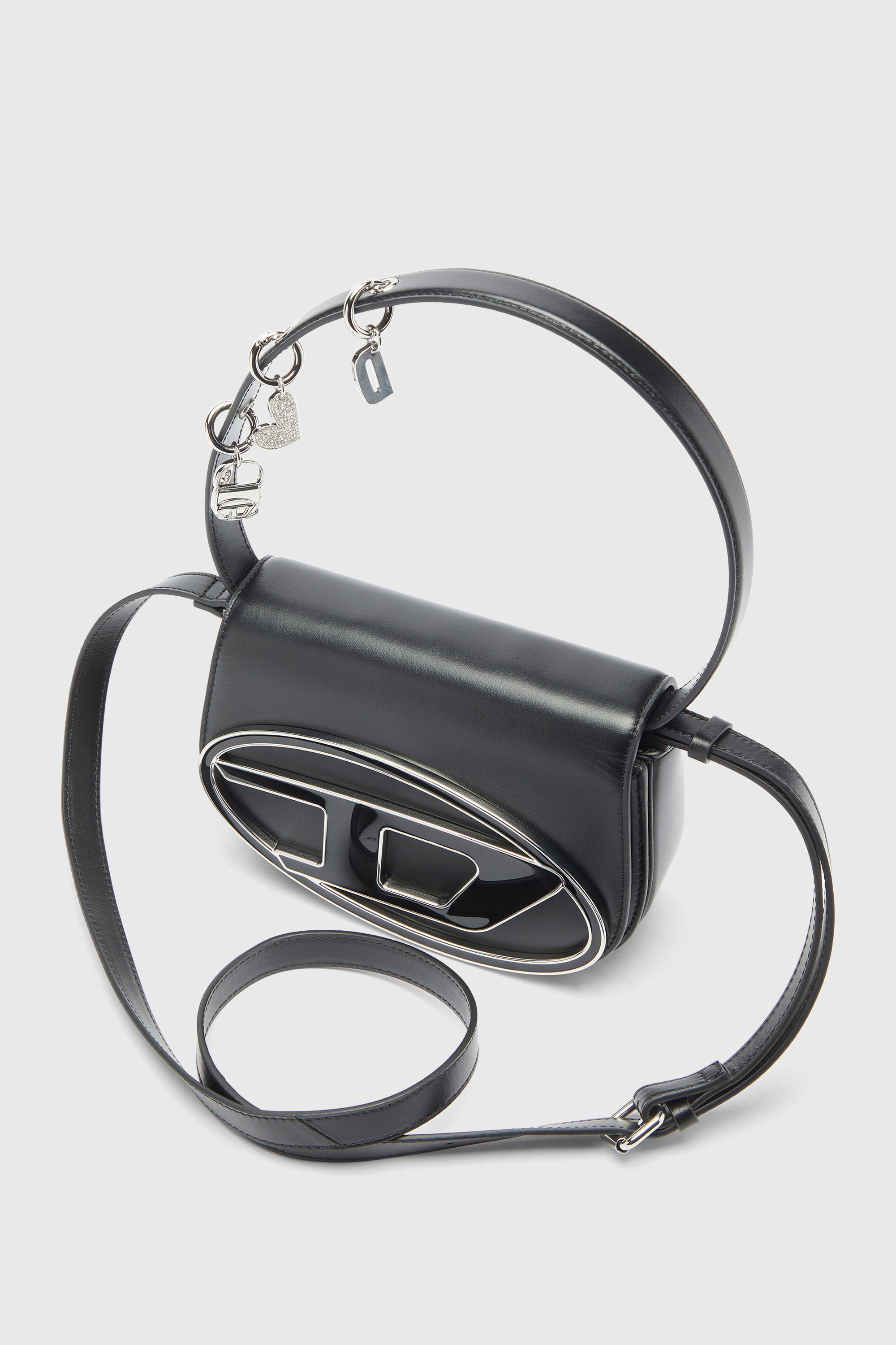Diesel - 1DR, 1DR -Iconica borsa a spalla in pelle con charms sul manico Donna in Nero - 5