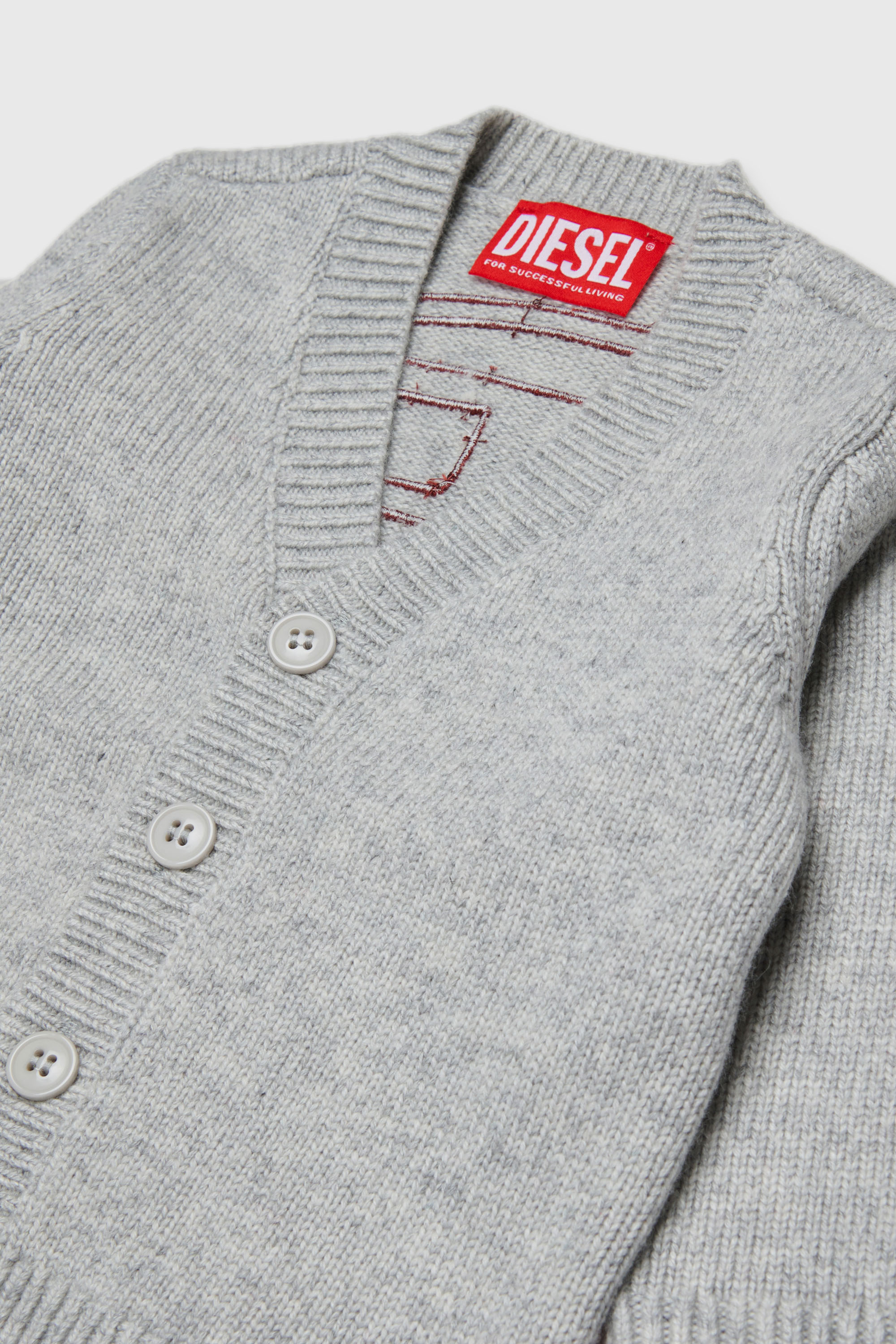 Diesel - KOLYB, Herren Cashmere-angereicherte Strickjacke mit gro&szlig;em Oval D in Grau - 3