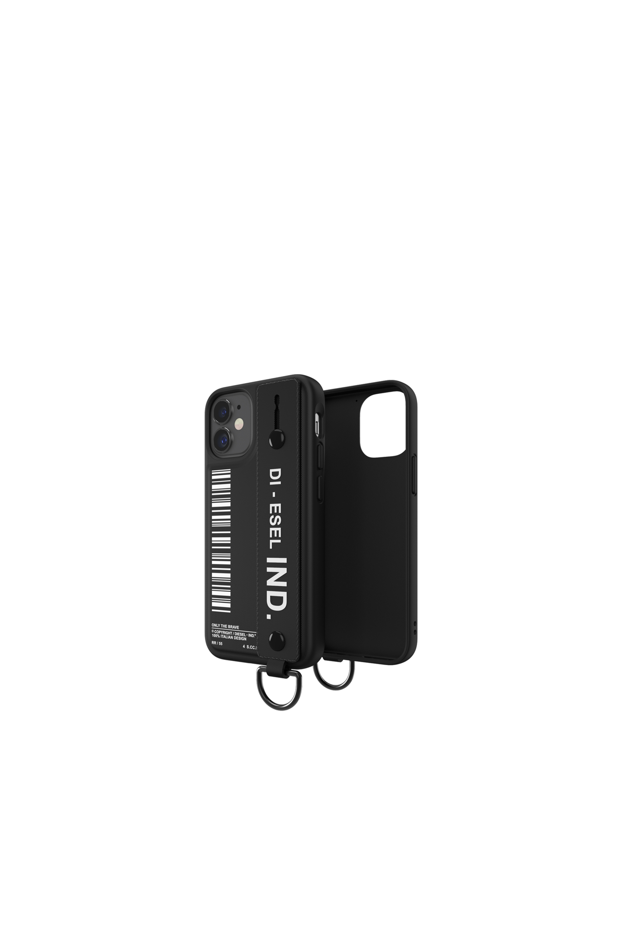 Diesel - 42524 STANDARD CASE, Unisex's Handstrap Case for iPhone 12 Mini in Black - 1