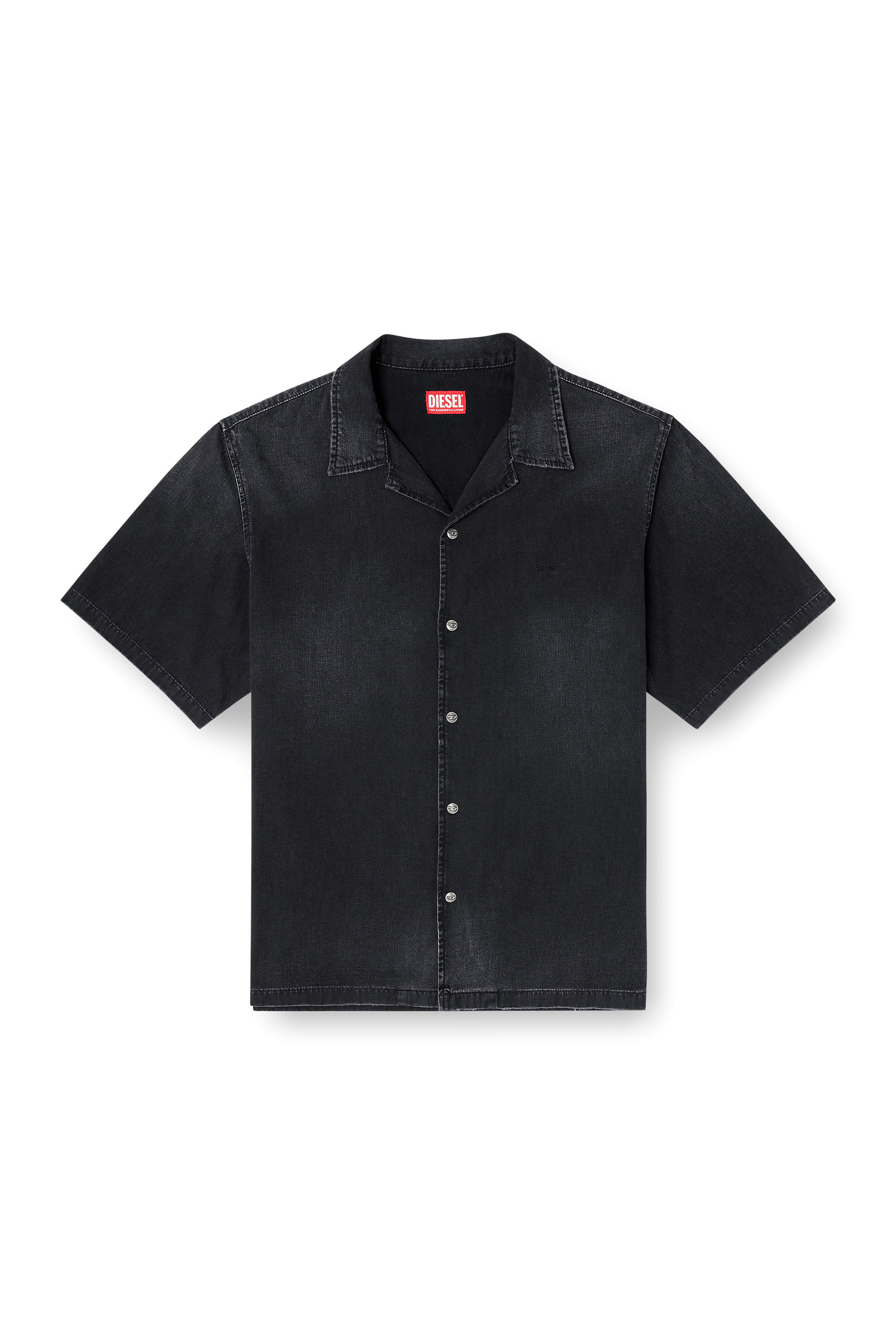 Diesel - D-NABIL-D, Chemise &agrave; manches courtes en denim Homme in Noir - 3