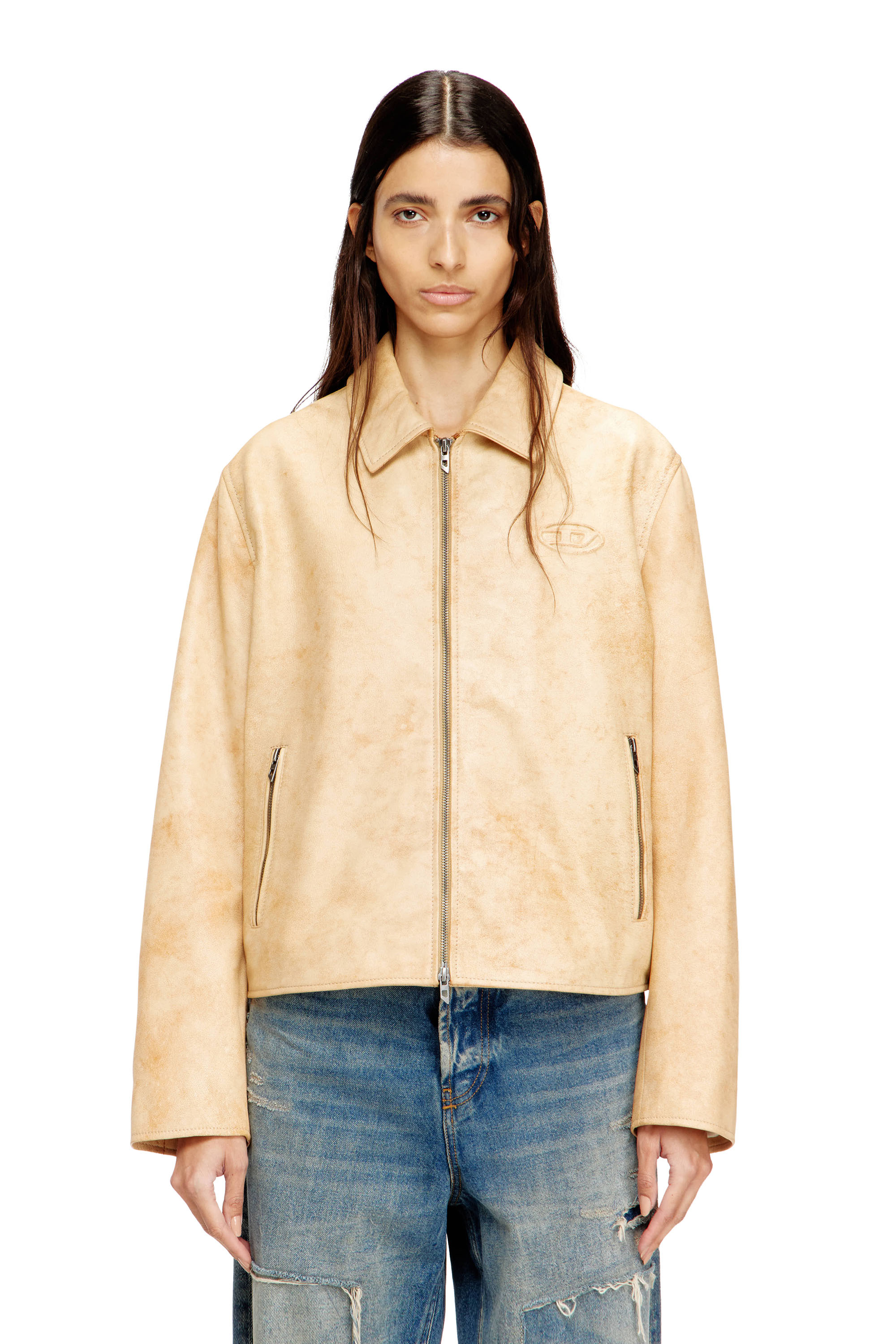 Diesel - L-AMAR-A-FEM-S1, Veste coach en cuir trait&eacute; Femme in ToBeDefined - 3
