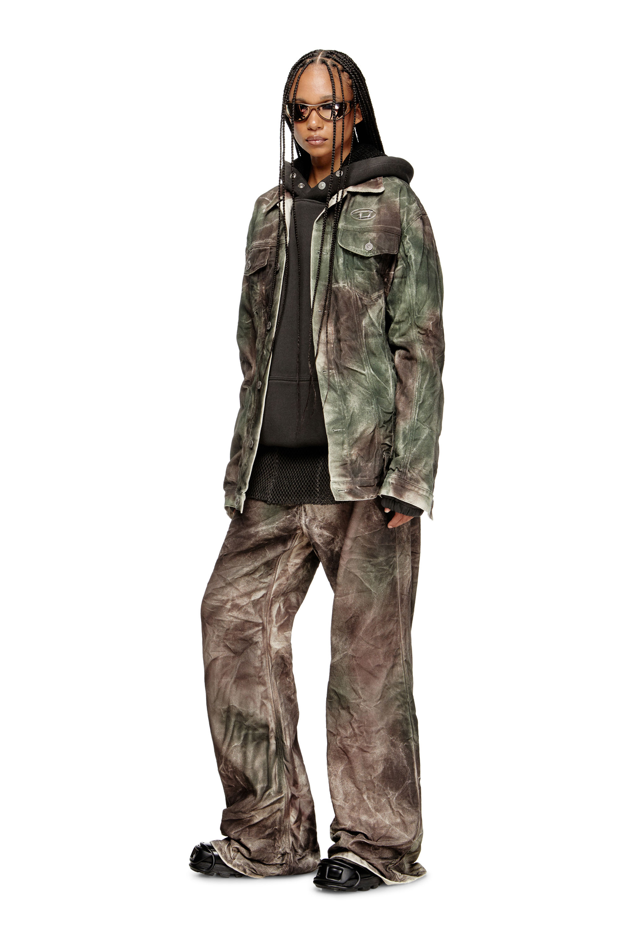 Diesel - J-THUG-JKT, Giacca trucker in tela camouflage stropicciata Unisex in Multicolor - 4