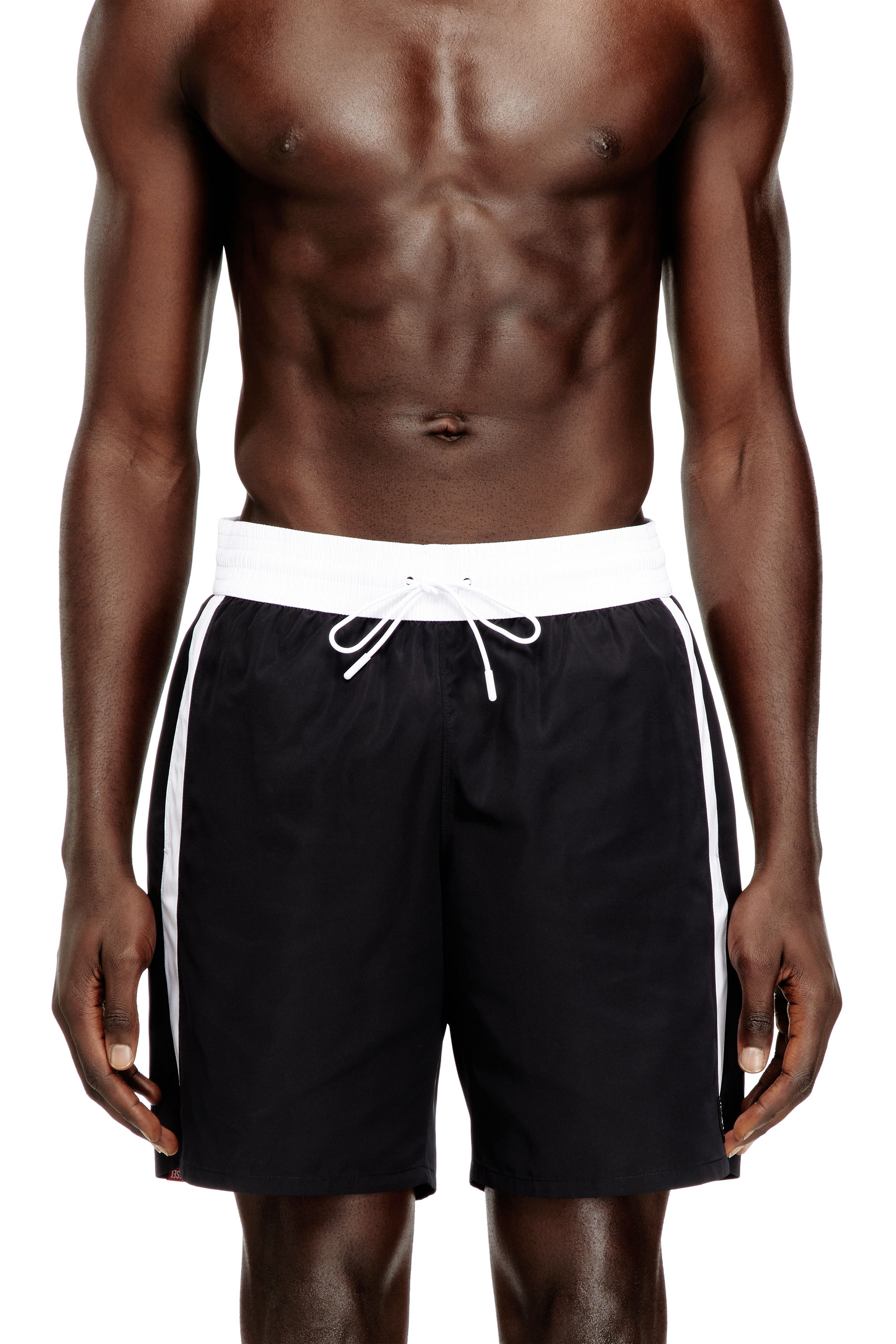 Diesel - BOXER-46-D-POP, Pantaloncini da nuoto con cintura a contrasto Uomo in Nero - 1
