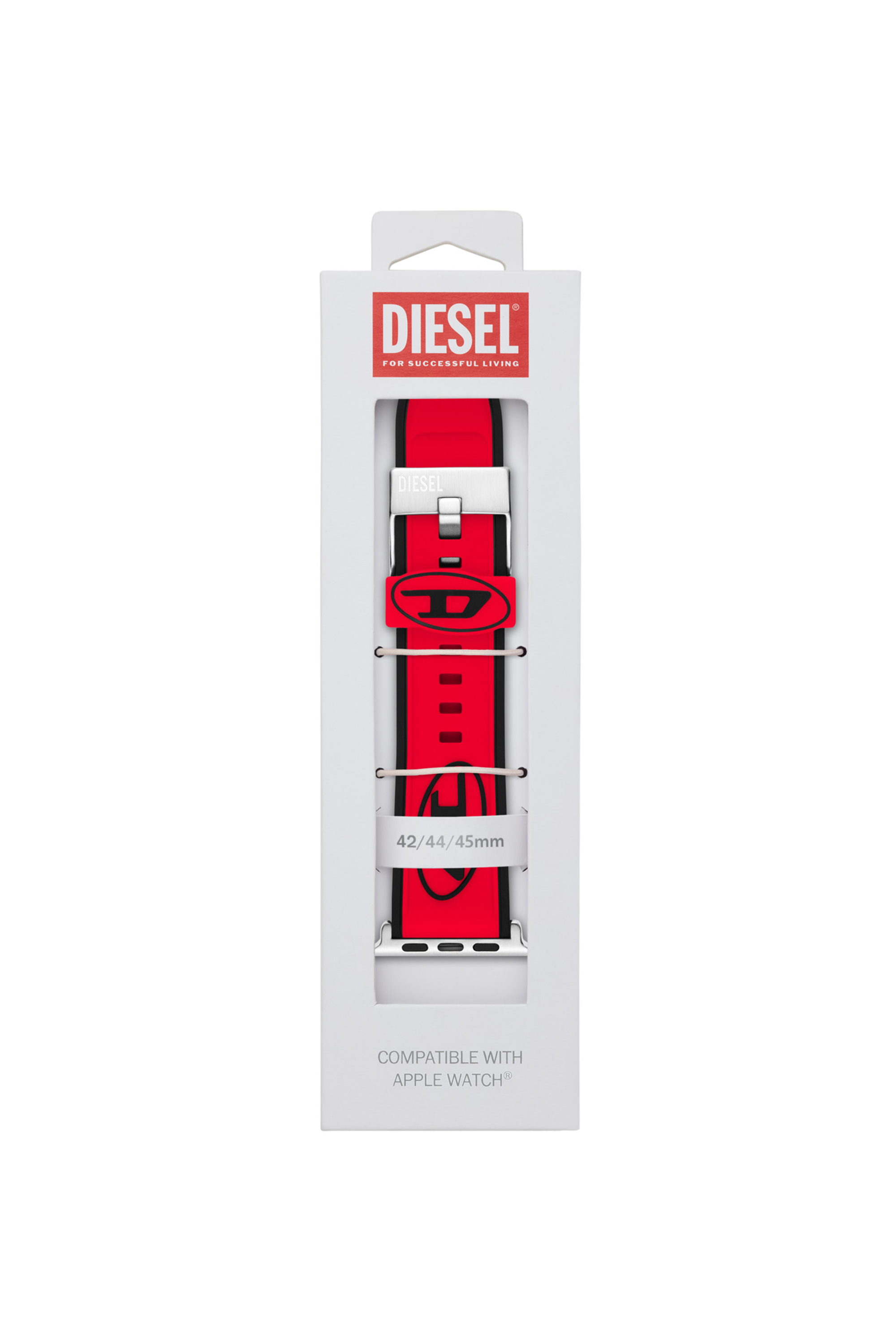 Diesel - DSS010, Bracelet de montre en silicone pour l'Apple Watch®, 42mm, 44mm, et 45mm. Mixte in Rouge - 2