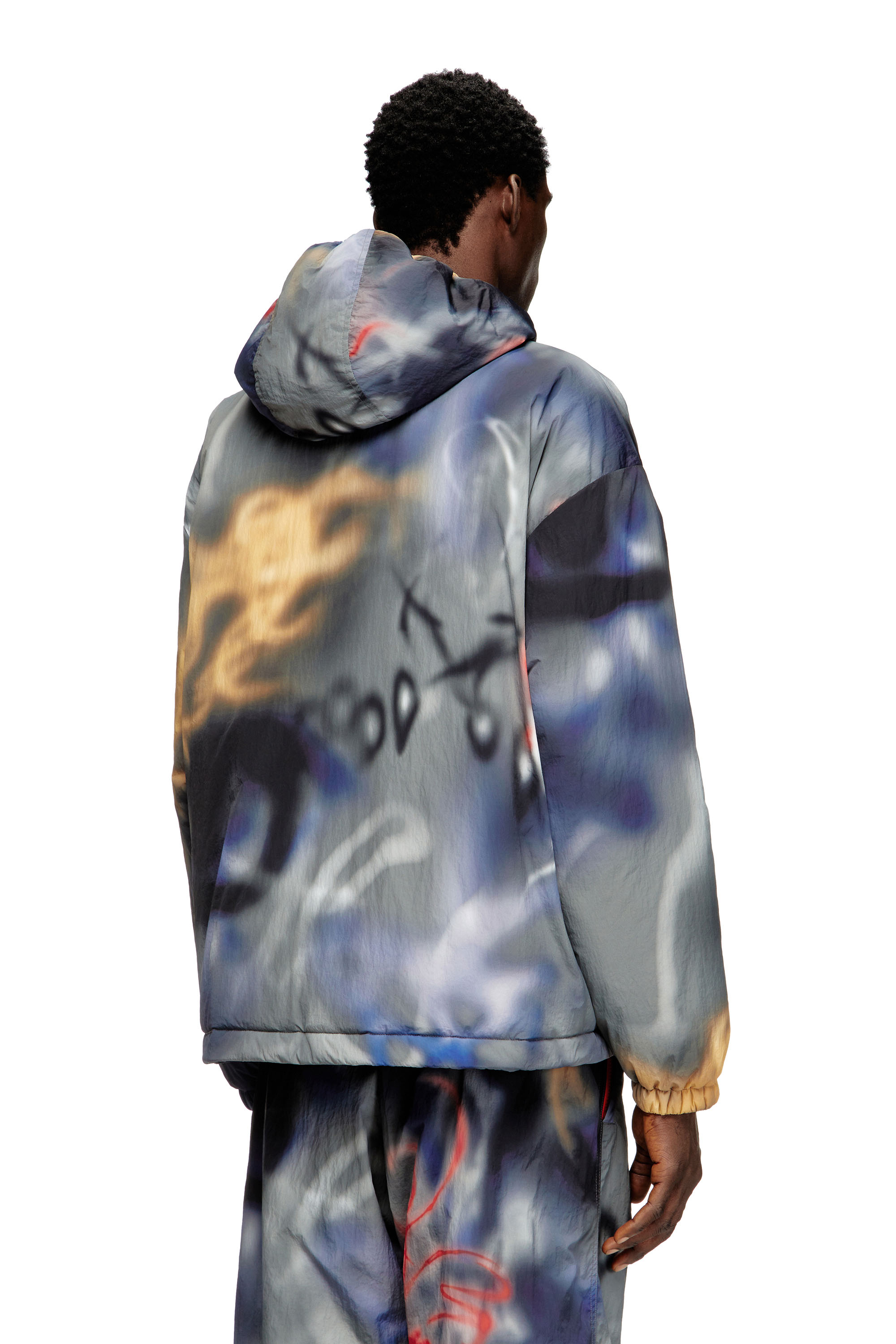 Diesel - J-MIRR, Padded windbreaker with graffiti print Uomo in Multicolor - 4