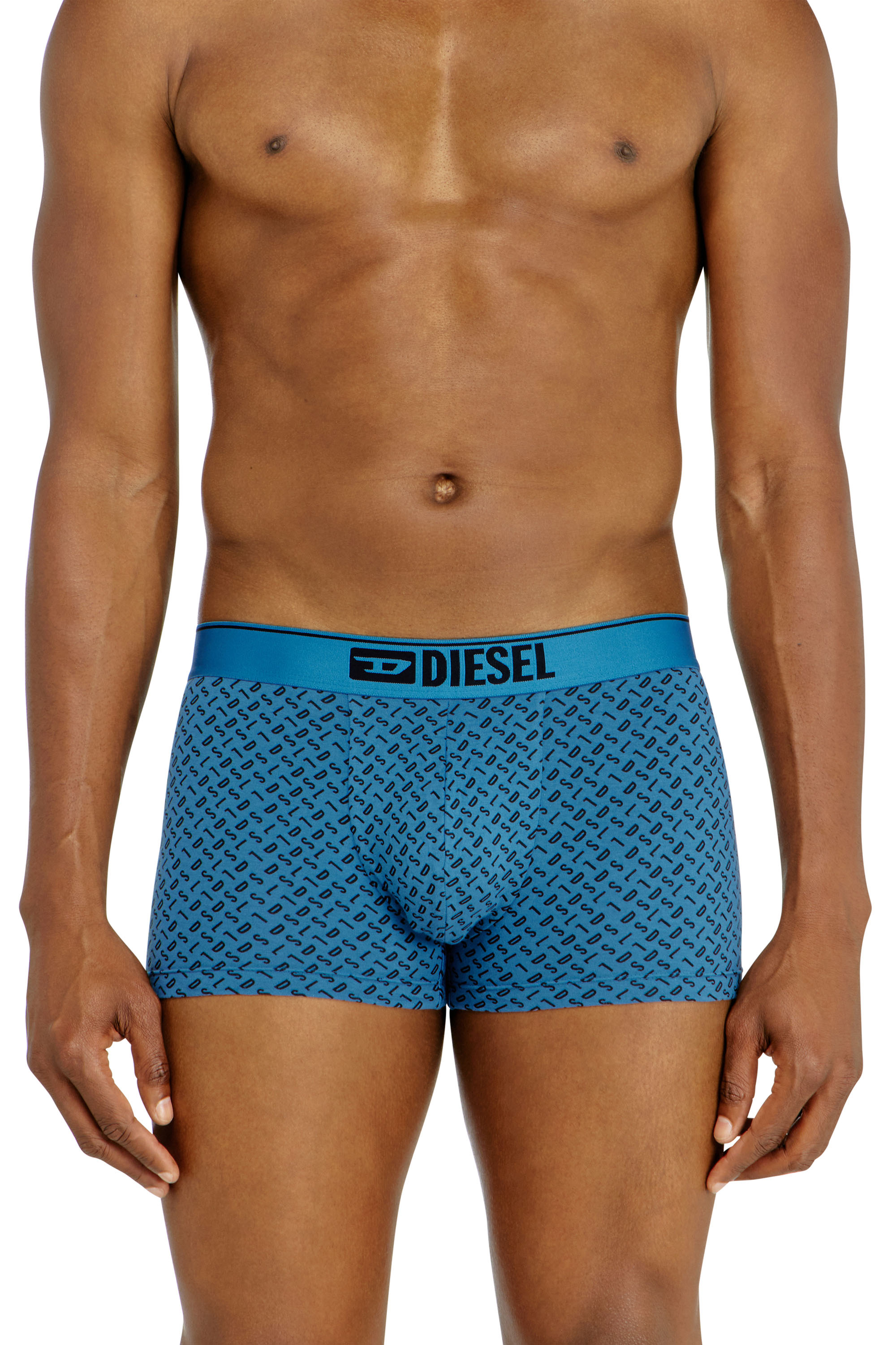 Diesel - DAMIEN-D-BOX-3PACK, Set da tre boxer stretch in cotone con monogram Uomo in Blu - 1
