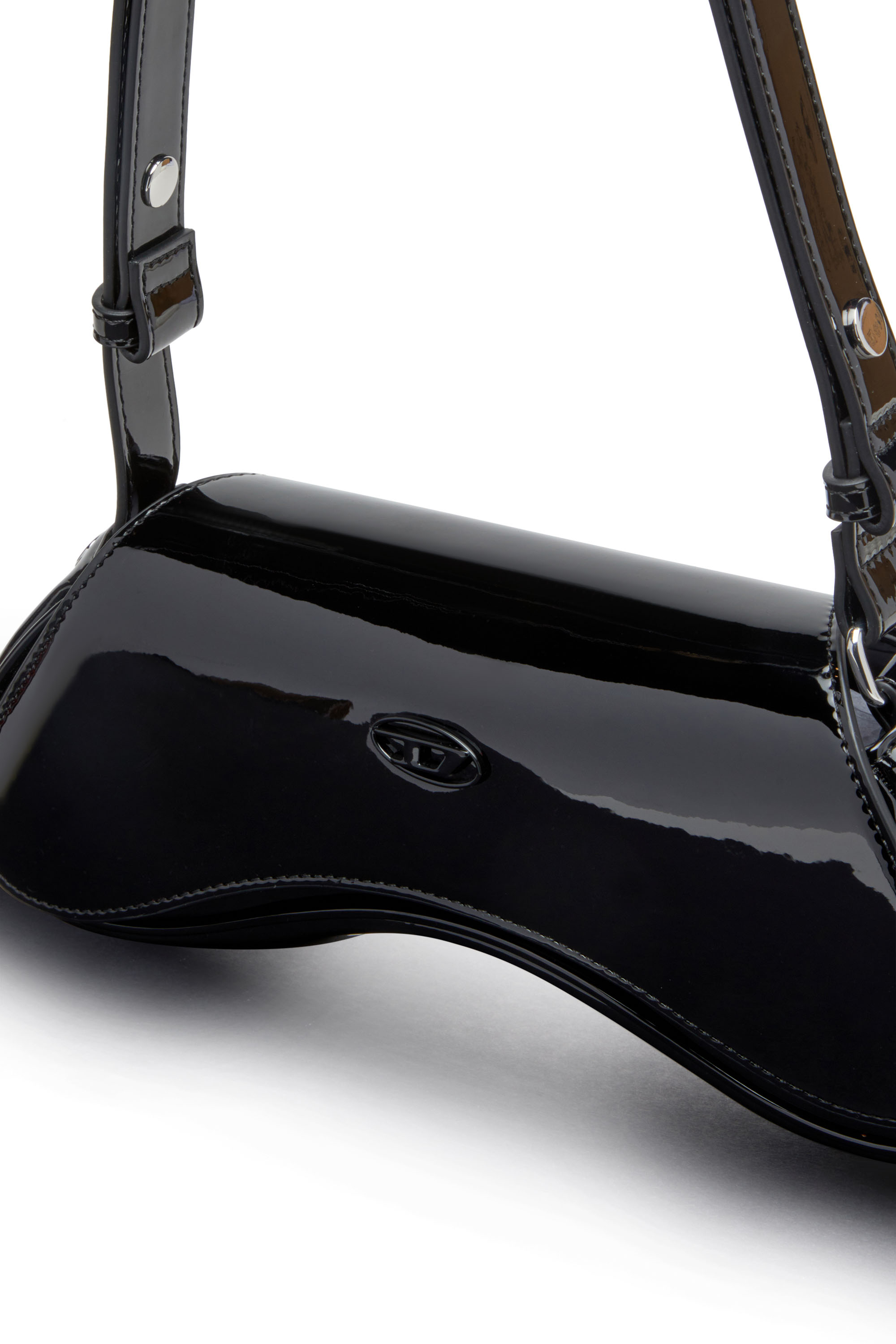 Diesel - PLAY CROSSBODY, Damen Play-Crossbody-Tasche aus gl&auml;nzendem PU in Schwarz - 6