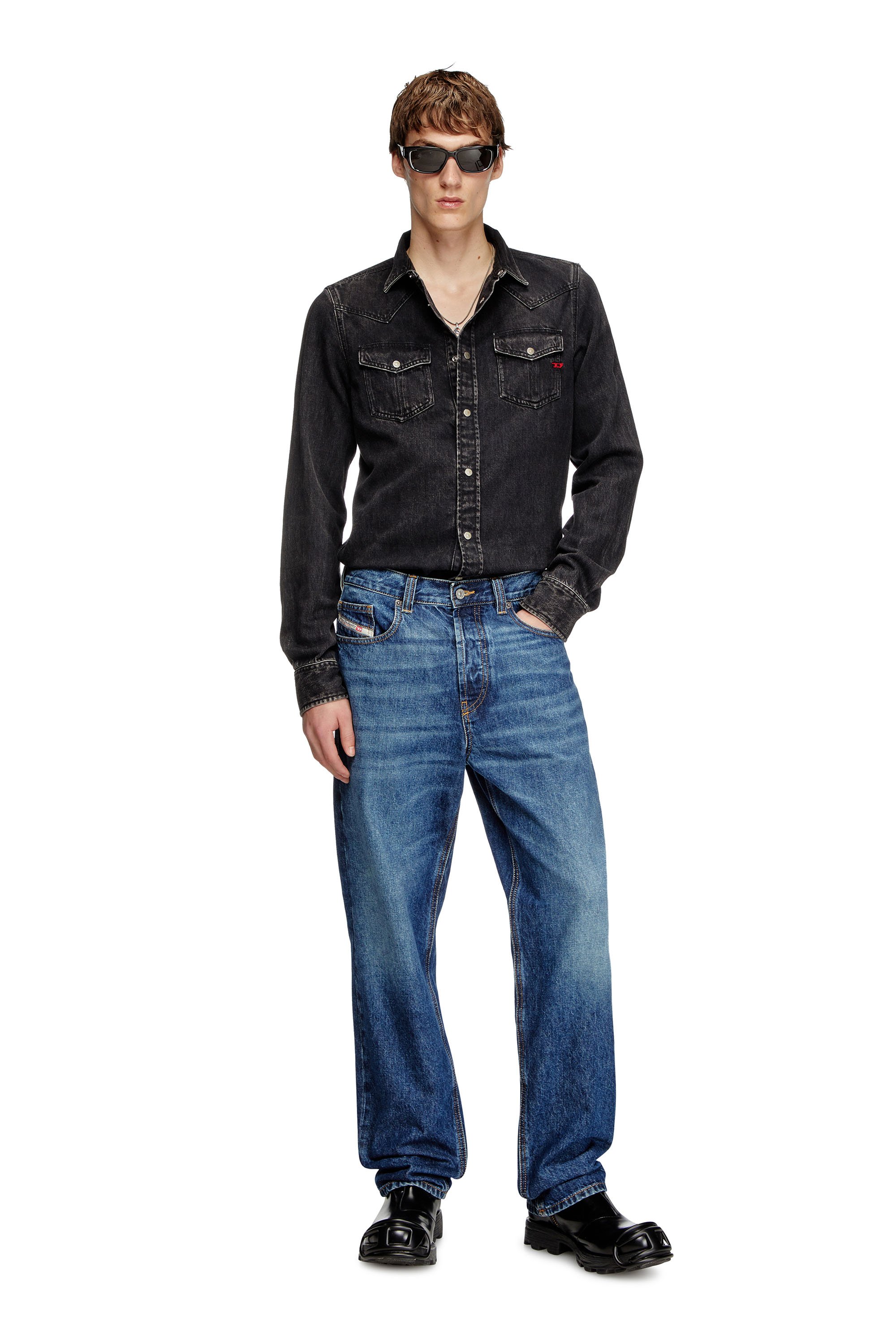 Diesel - D-VEGA, Herren Overshirt aus Tencel-Denim in Schwarz - 2