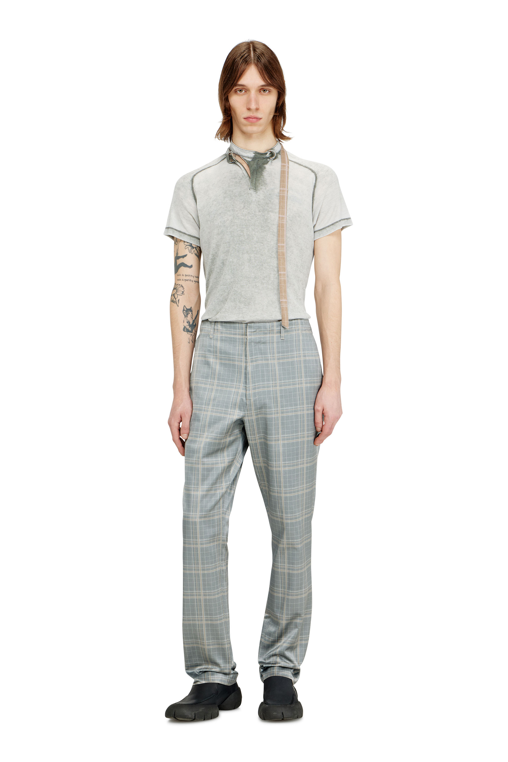 Diesel - T-GARY, Top in jersey a coste con cinturino biker Uomo in Grigio - 2