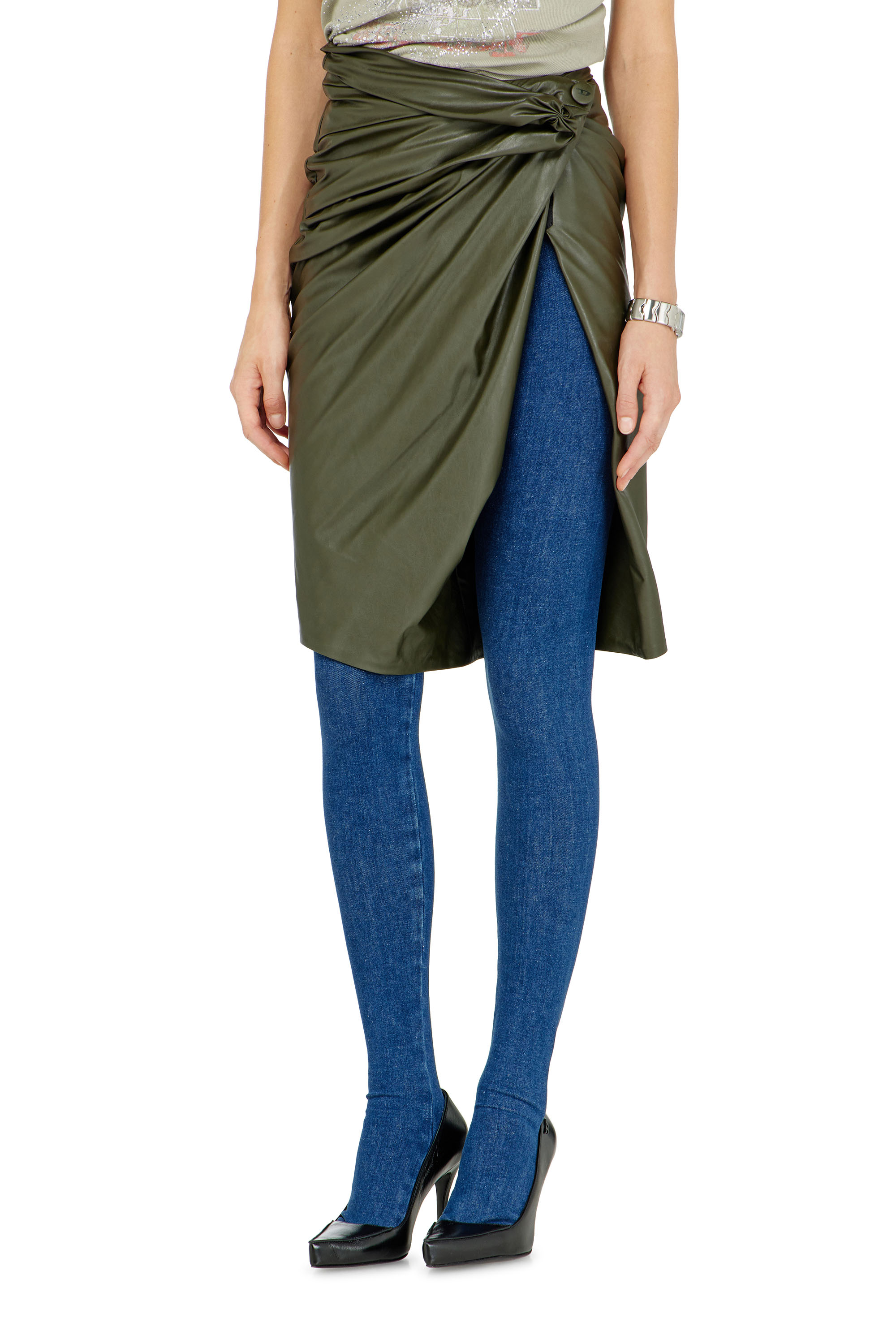 Diesel - O-DASLI, Jupe crayon drap&eacute;e avec fente Femme in ToBeDefined - 2