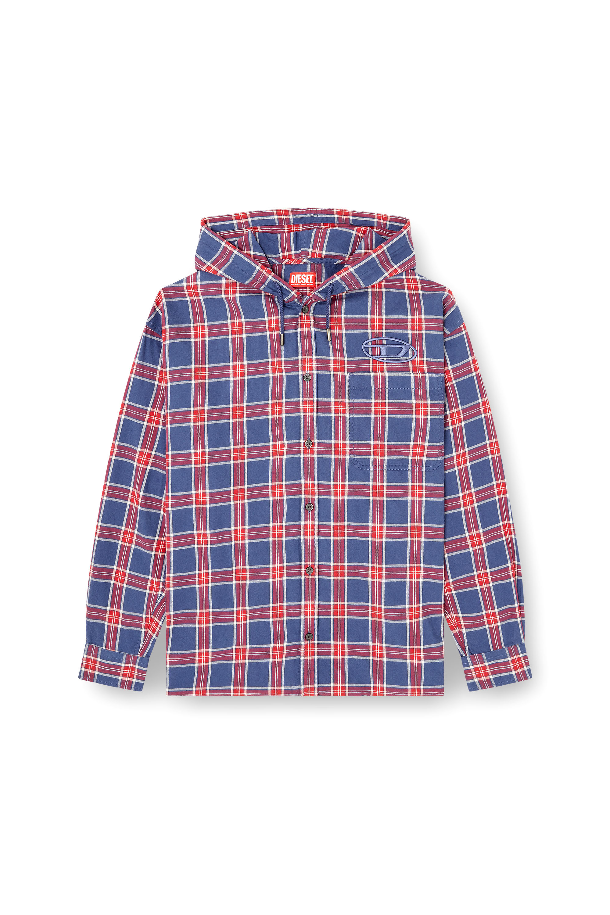 Diesel - S-DEWNY-HOOD-AJFI, Camicia con cappuccio in cotone e ricamo 3D Uomo in Multicolor - 3