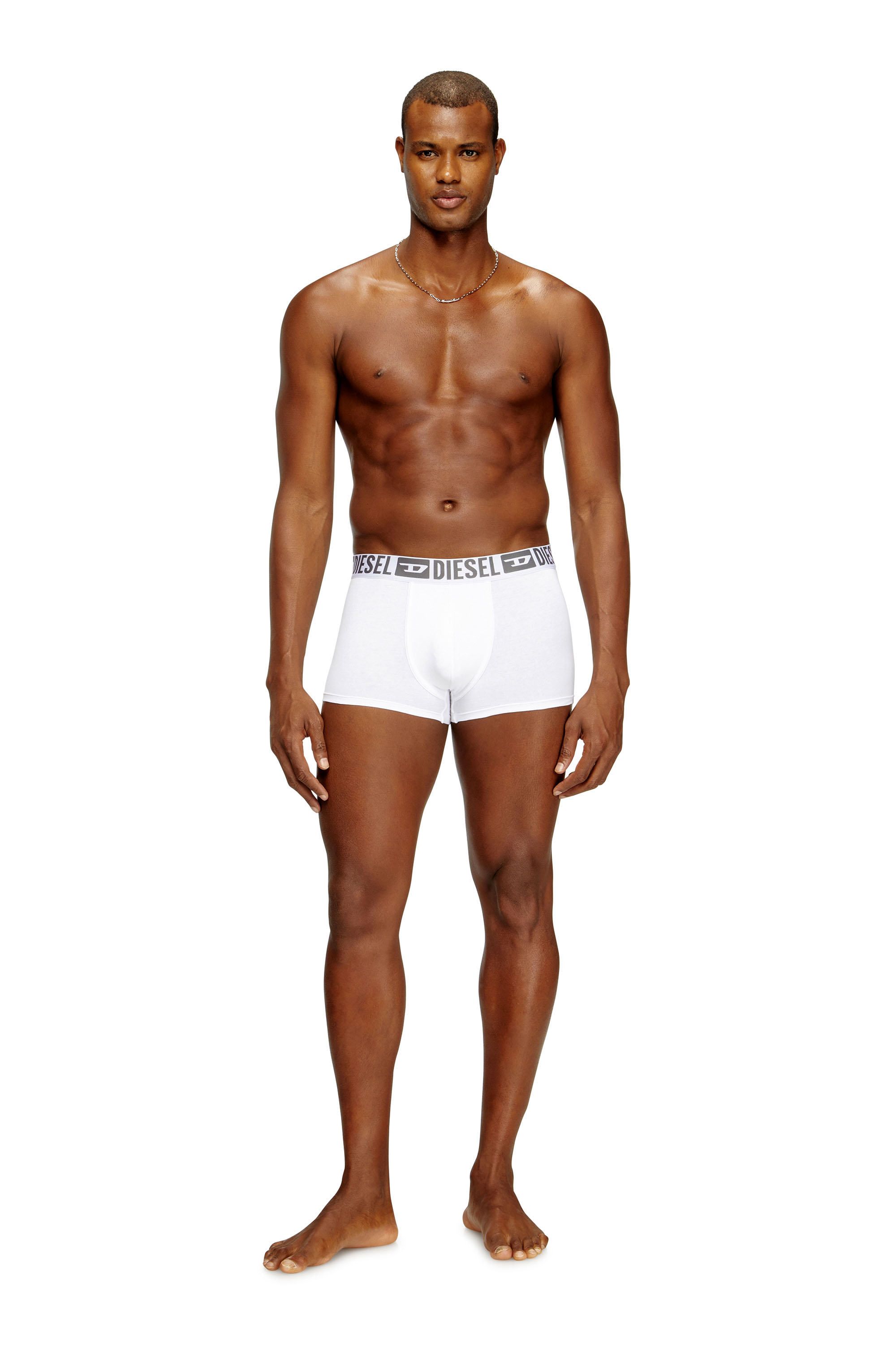 Diesel - MIKE-D-CORE-3PACK, Herren 3er-Pack Boxershorts aus Baumwollstretch mit tonalem Bund in Weiss/Schwarz - 3
