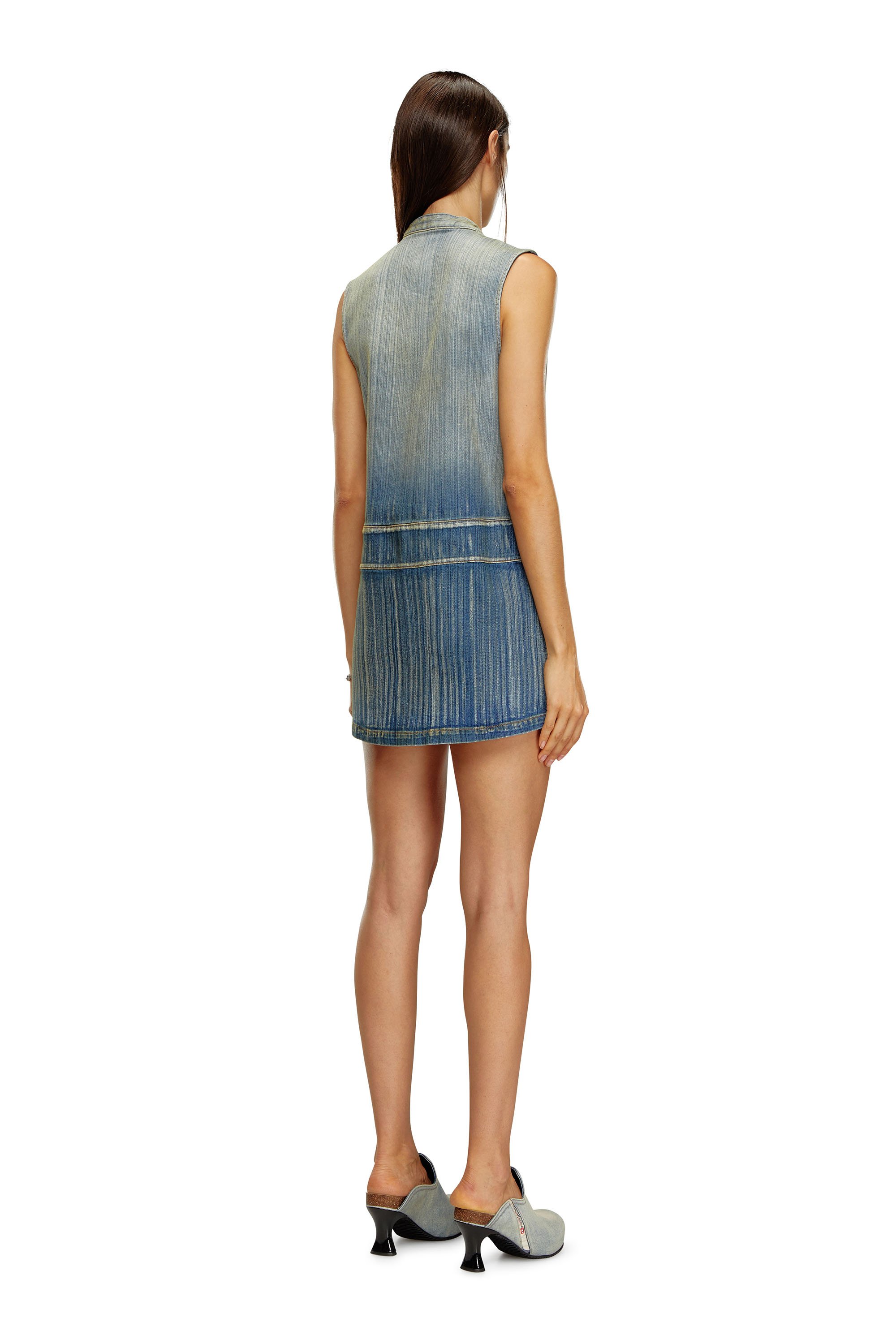 Diesel - DE-DAME-S, Femme Mini-robe en denim héritage strié in Bleu - Image 3