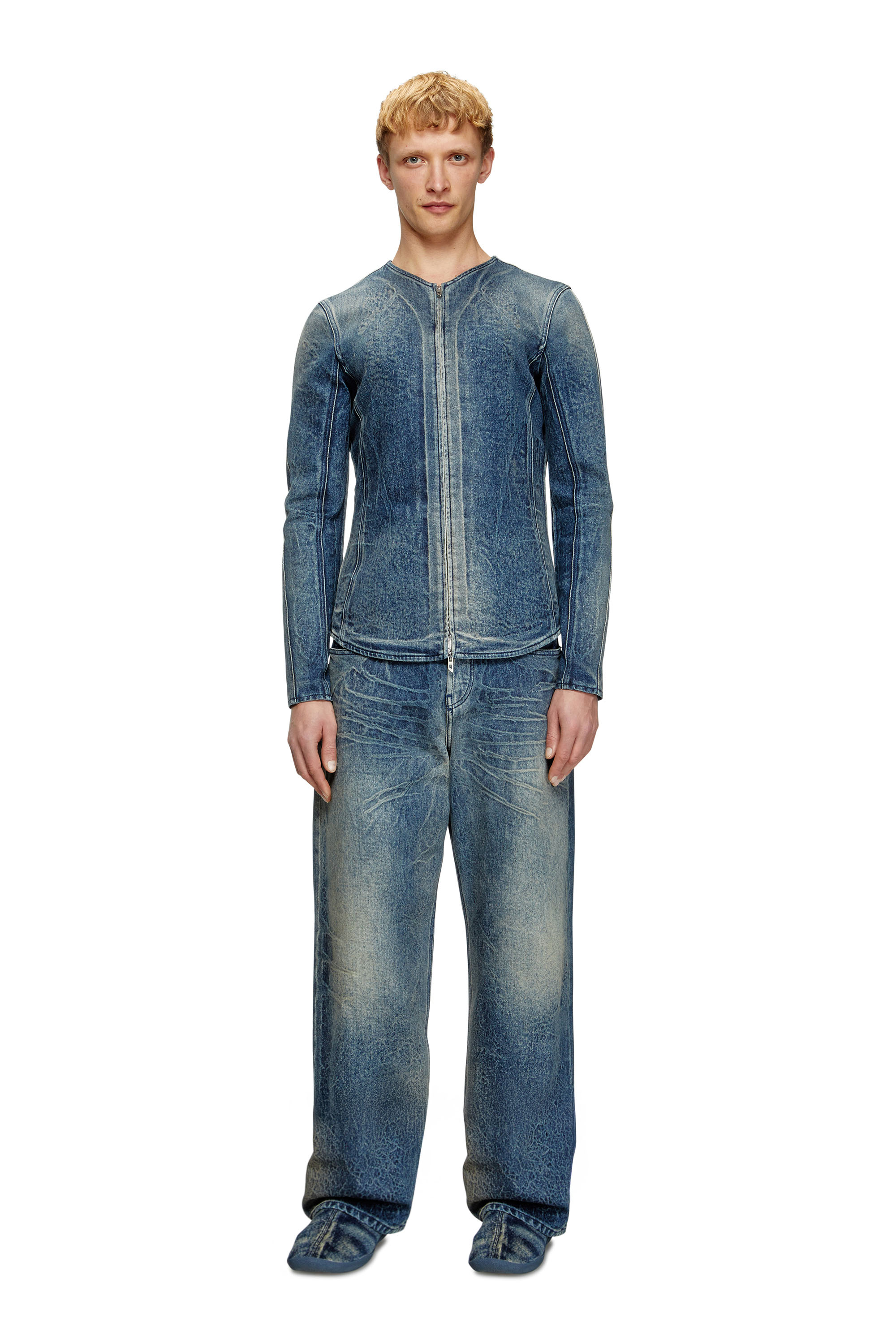 Diesel - D-CARDI-FSG, Veste en denim Ghost embossé Homme in Bleu - 2