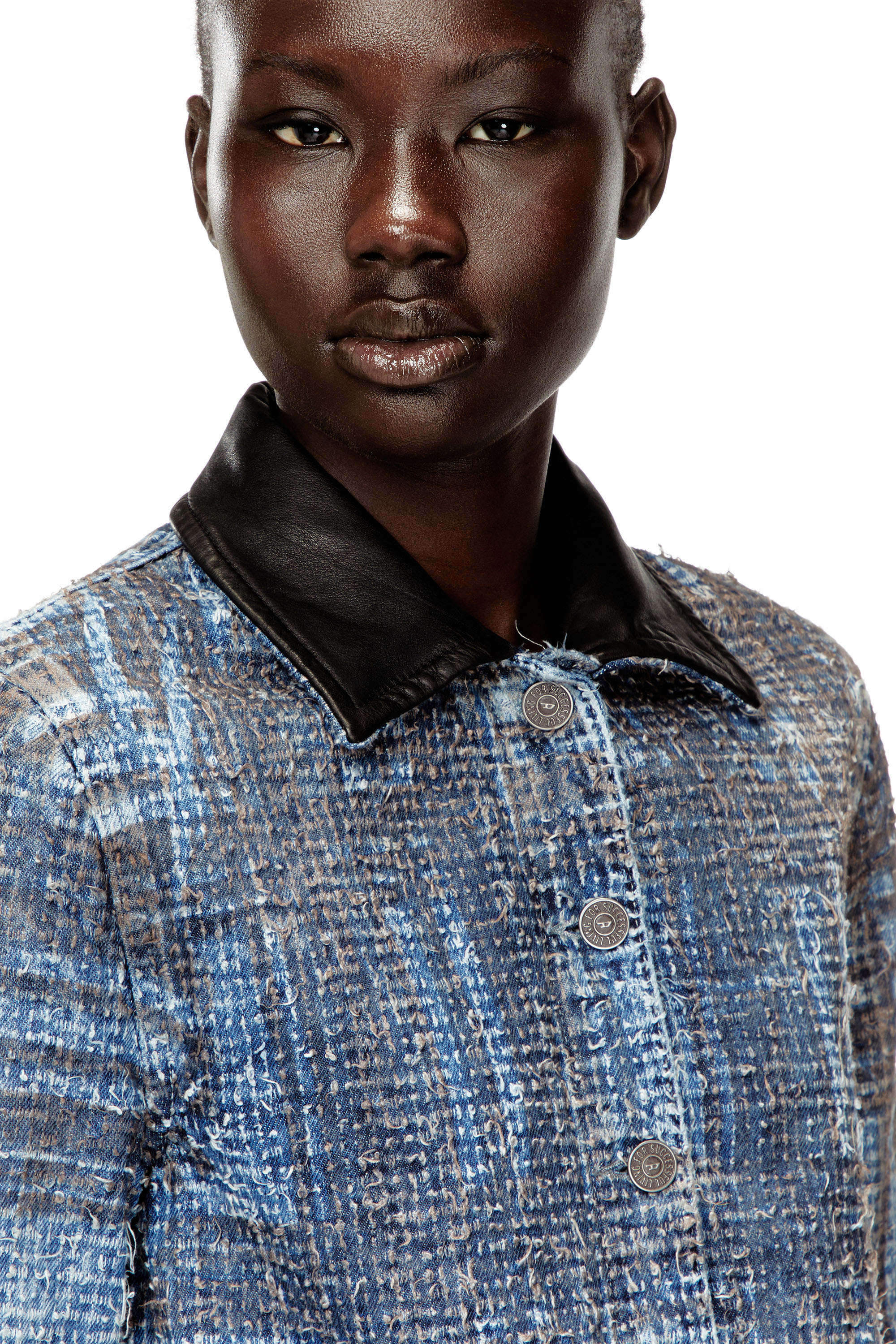 Diesel - DE-ATELI-S, Damen Kurzjacke aus grafischem Bouclé-Denim in null - 4