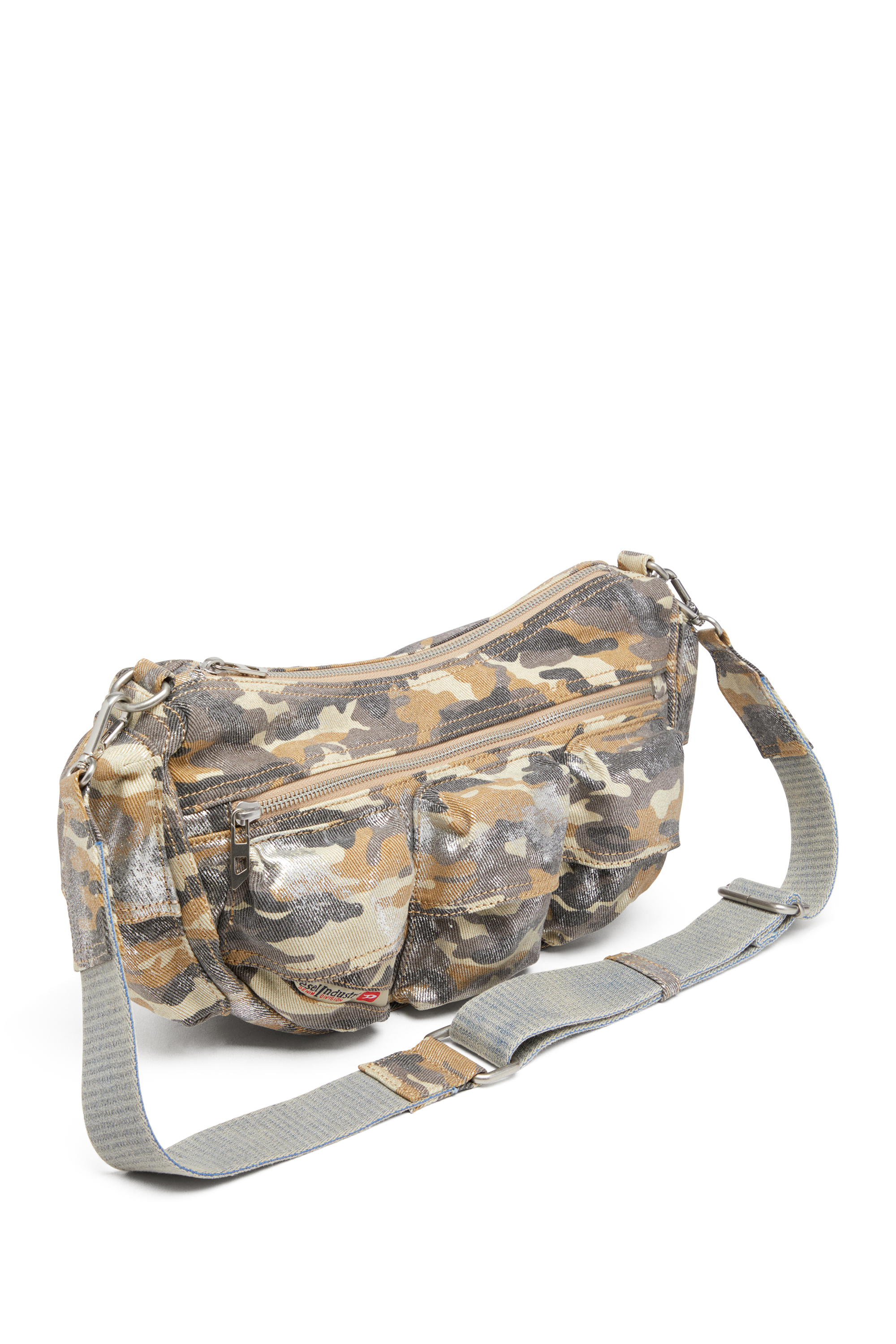 Diesel - MULTI-PKTS SHOULDER BAG X, Damen Tasche mit mehreren Fächern aus Metallic-Como-Twill in Bunt/Braun - 5