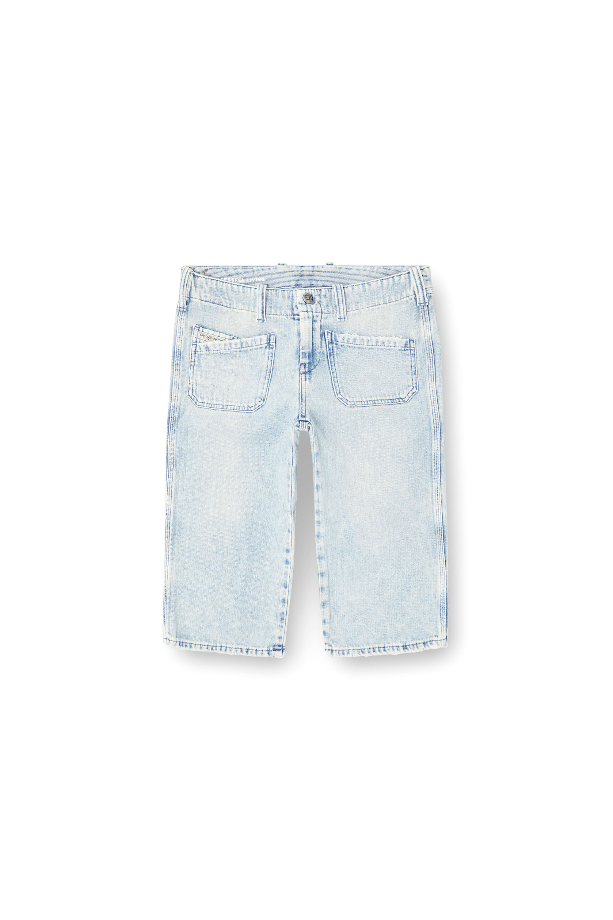 Diesel - DE-KEATE-SHORT, Short Capri en denim à chevrons Femme in Bleu - 3