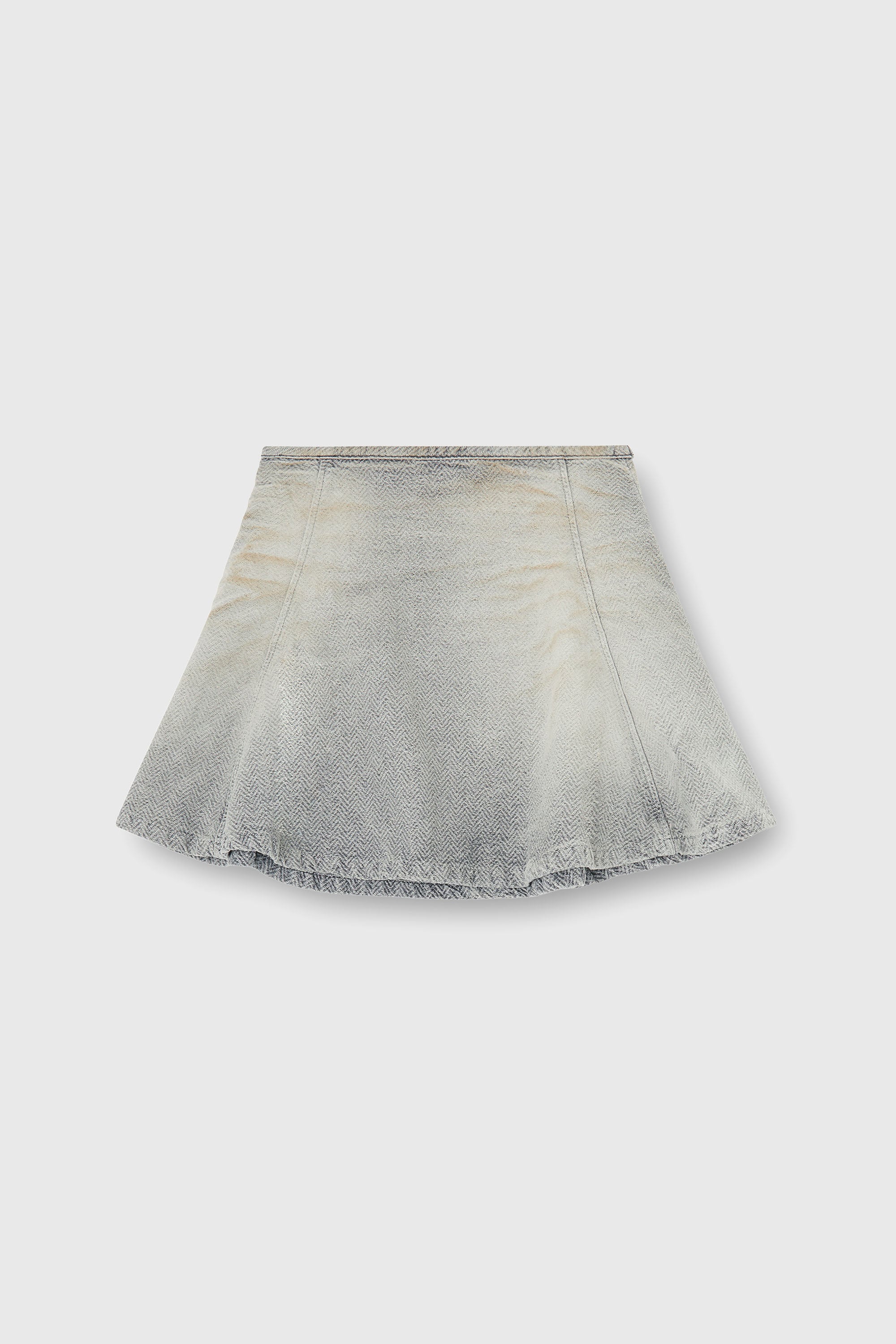 Diesel - DE-RAINE, Jupe en denim chevrons effet us&eacute; Femme in Gris - 2