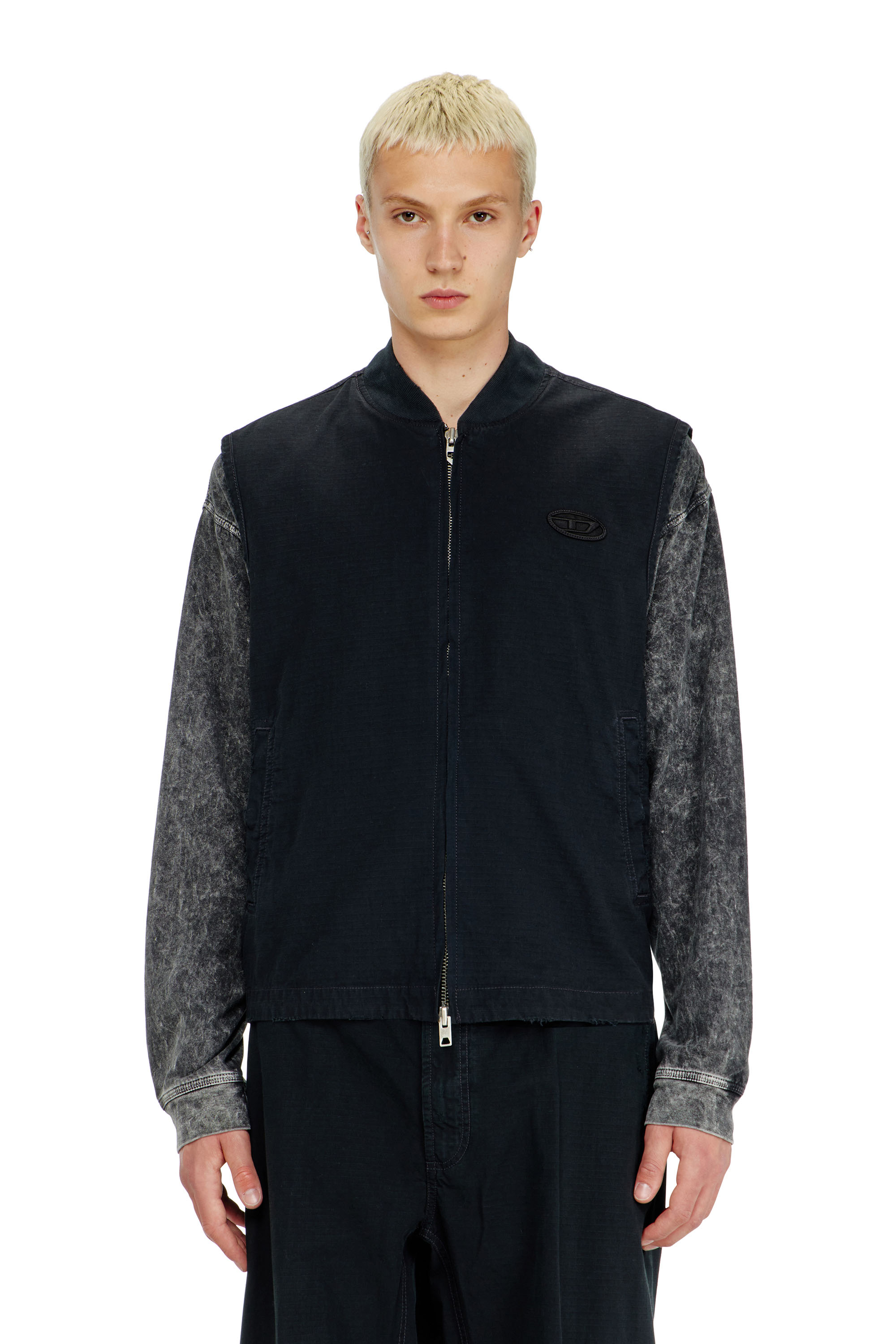 Diesel - J-TYPE-CO-SL, Gilet in cotone ripstop con patch Oval D Uomo in Nero - 1