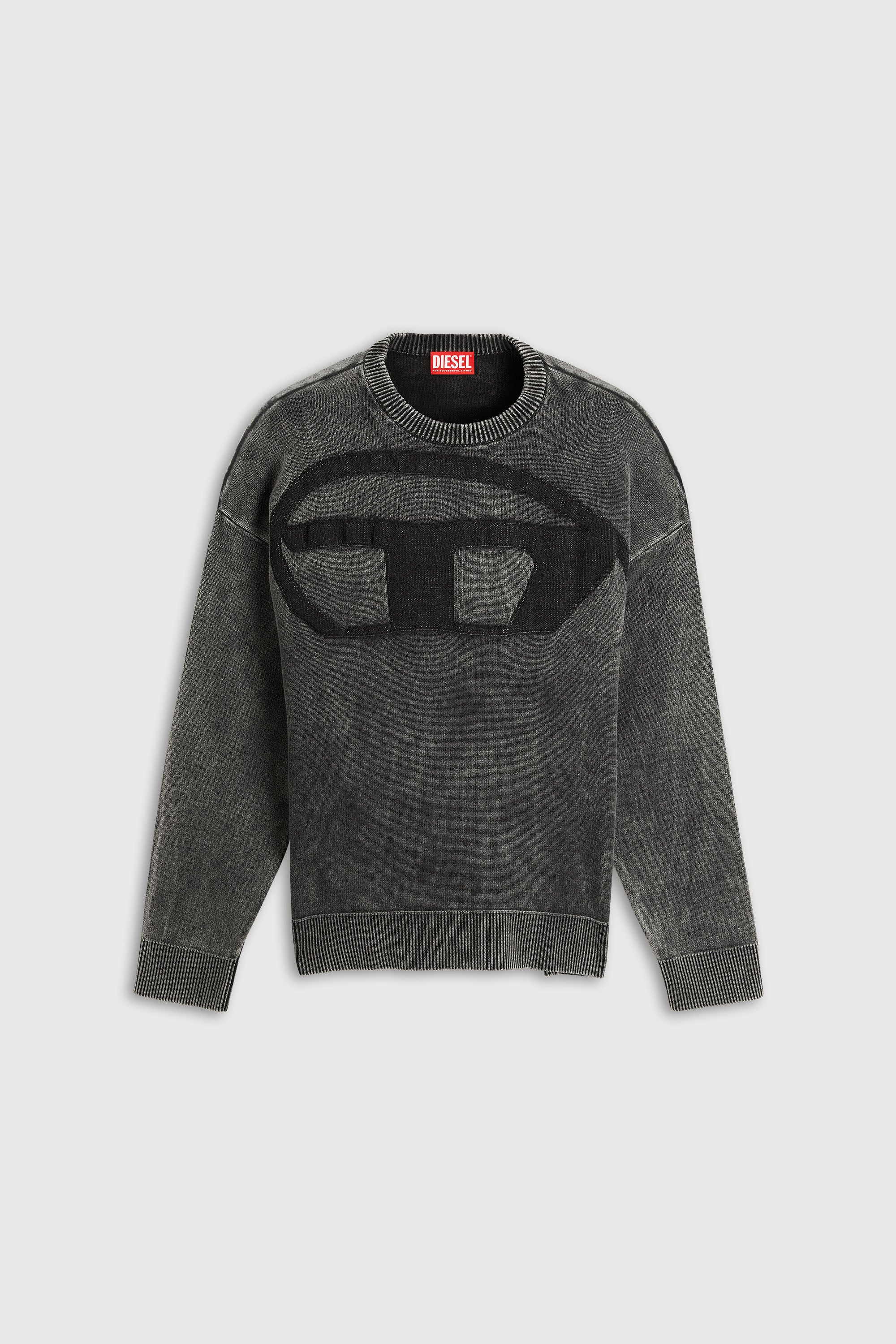 Diesel - K-UTTER, Maglia effetto denim con logo Oval D Uomo in Nero - 2