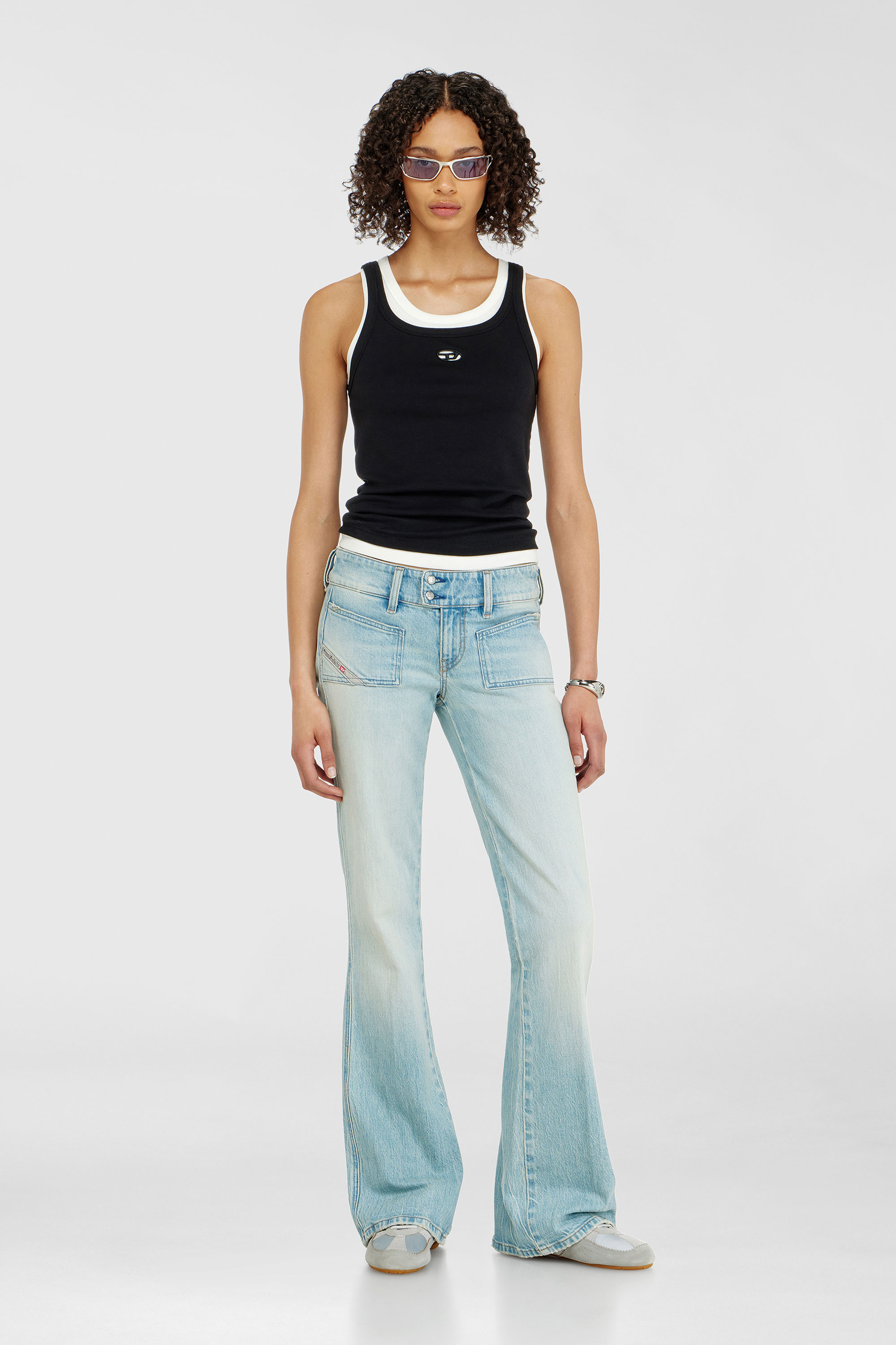 Diesel - D-MILE LOW II W, D-Mile-Baskets avec empi&egrave;cements en su&egrave;de Femme in Bleu - 2