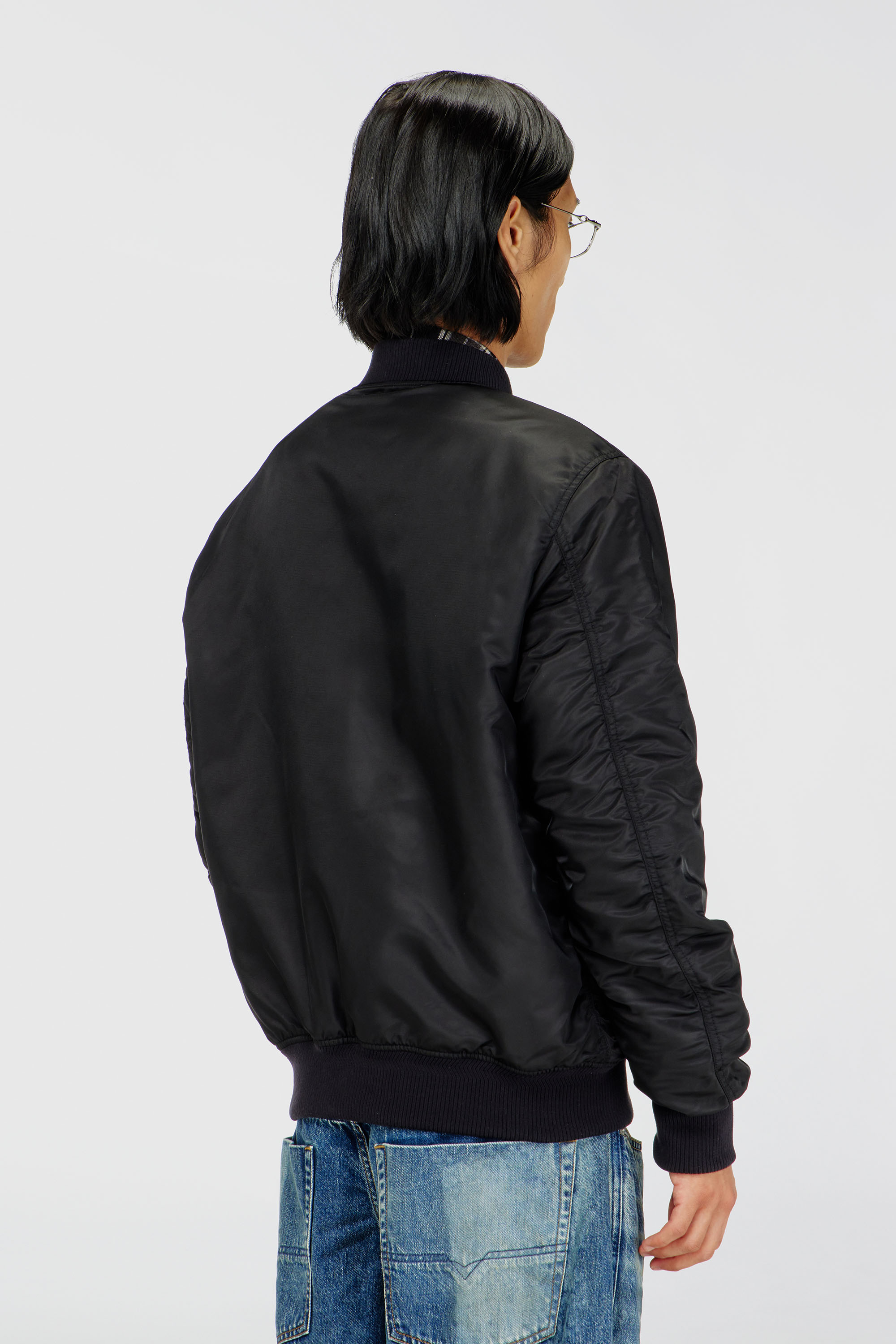 Diesel - J-ROSS-T92, Herren Nylon-Bomberjacke mit Rippb&uuml;ndchen in Schwarz - 4