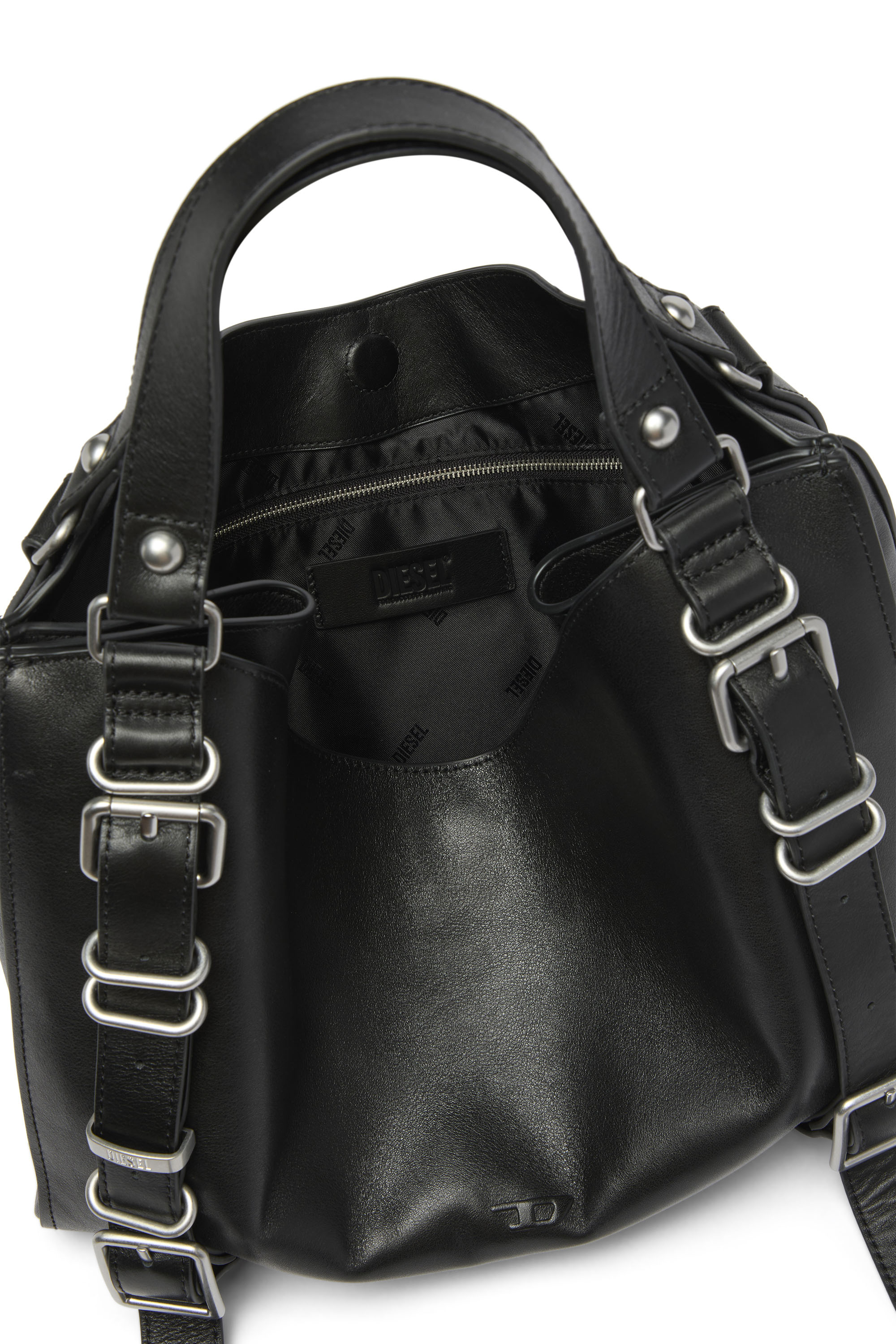 Diesel - D-ONE TOPHANDLE M, Unisex D-One-Medium Henkeltasche aus behandeltem Leder in Schwarz - 4