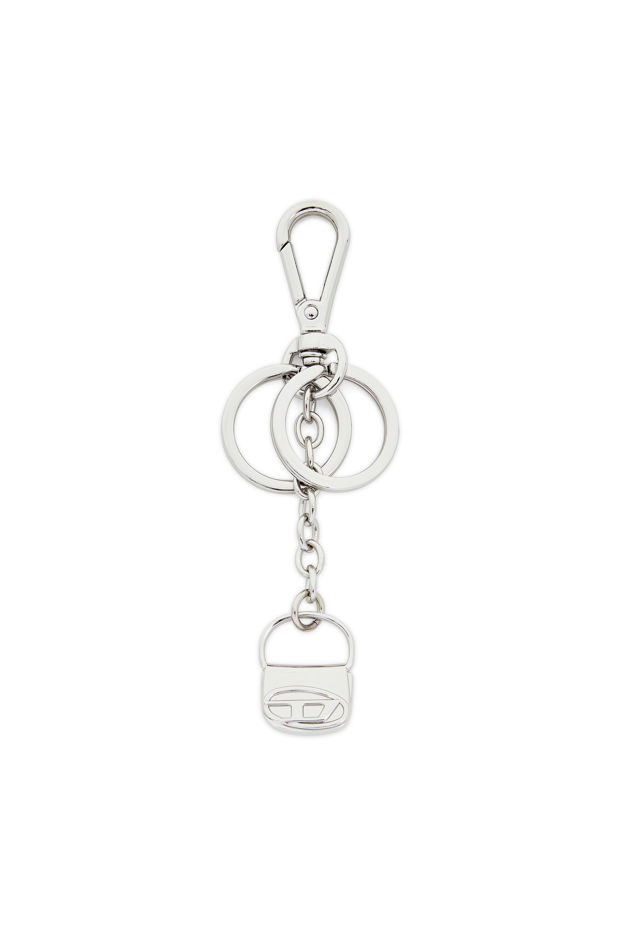 Diesel - 1DR-KEYRING CHARM, Damen Schlüsselring aus Metall mit 1DR-Bag-Charm in Silber - 1
