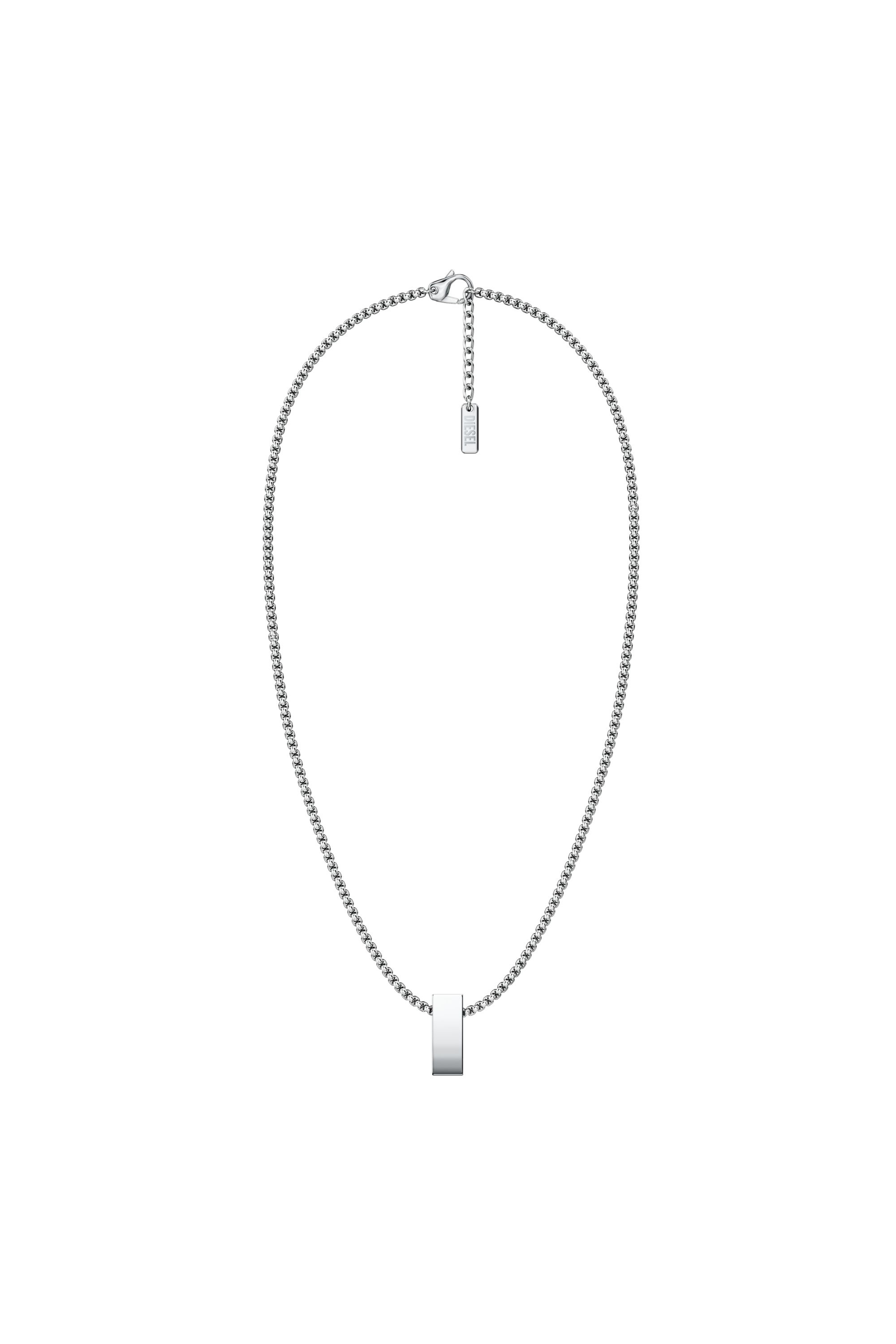 Diesel - DX1689040 JEWELLERY, Collier pendentif en acier inoxydable Mixte in Gris argent&eacute; - 1