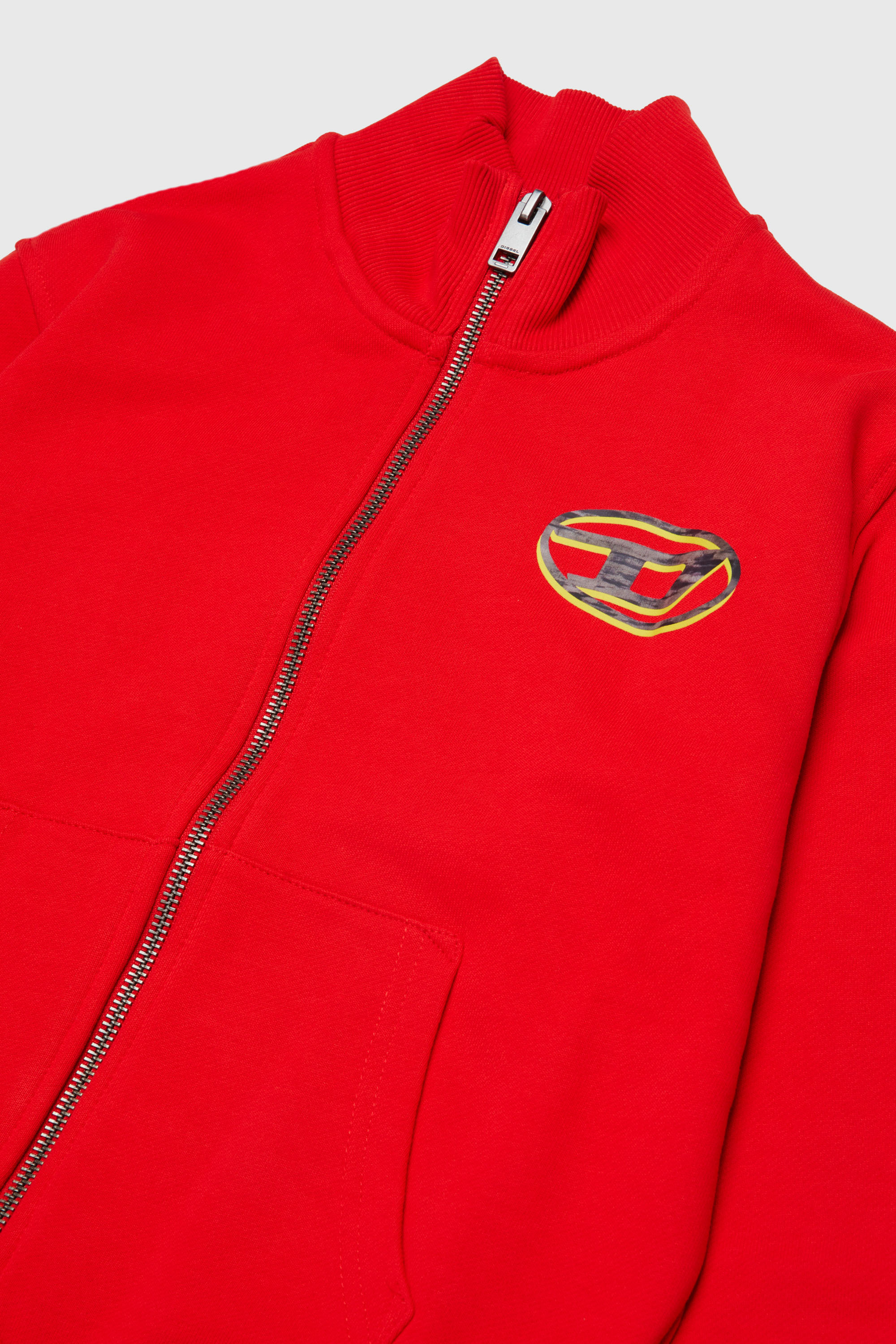 Diesel - SVELLYZIP OVER, Herren Sweatshirt mit Rei&szlig;verschluss und zweifarbigem Oval D Print in Rot - 3