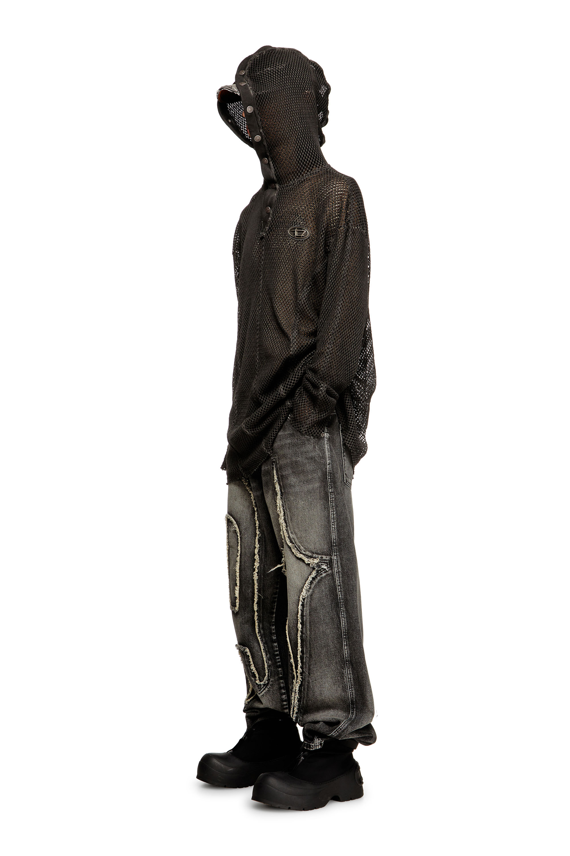 Diesel - S-THUG-FISHNET, Sweat à capuche en résille avec capuche à fermeture complète Mixte in Noir - 2
