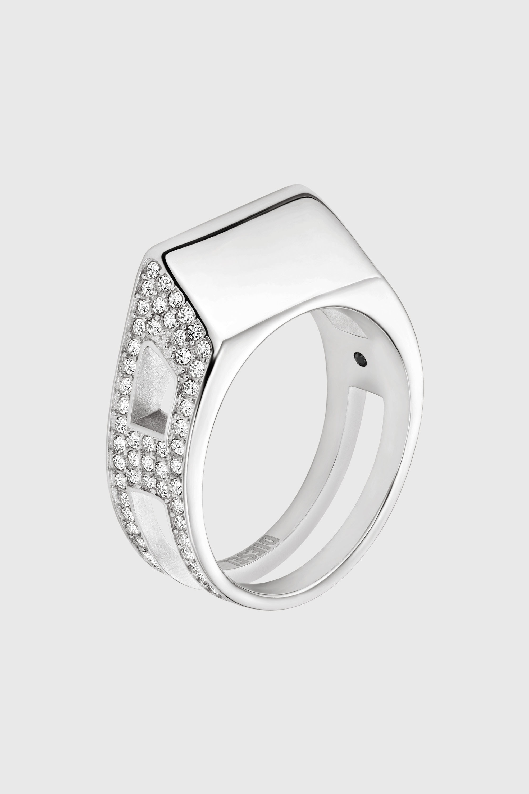 Diesel - DX1740040, Bague anneau en acier inoxydable sertie de pav&eacute; Mixte in Gris argent&eacute; - 1