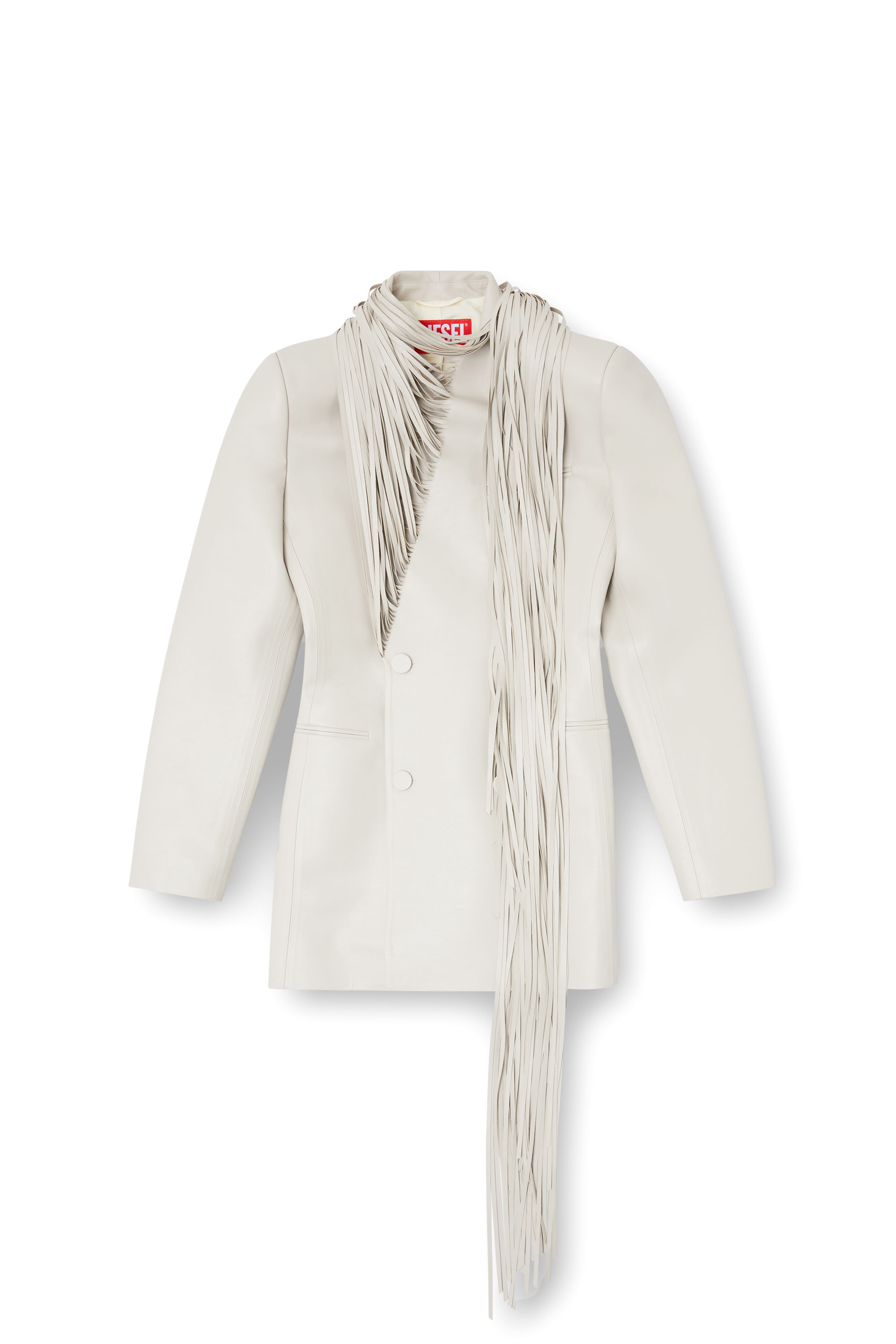 Diesel - G-SHANK, Cappotto corto con sciarpa sfrangiata Donna in Grigio - 3