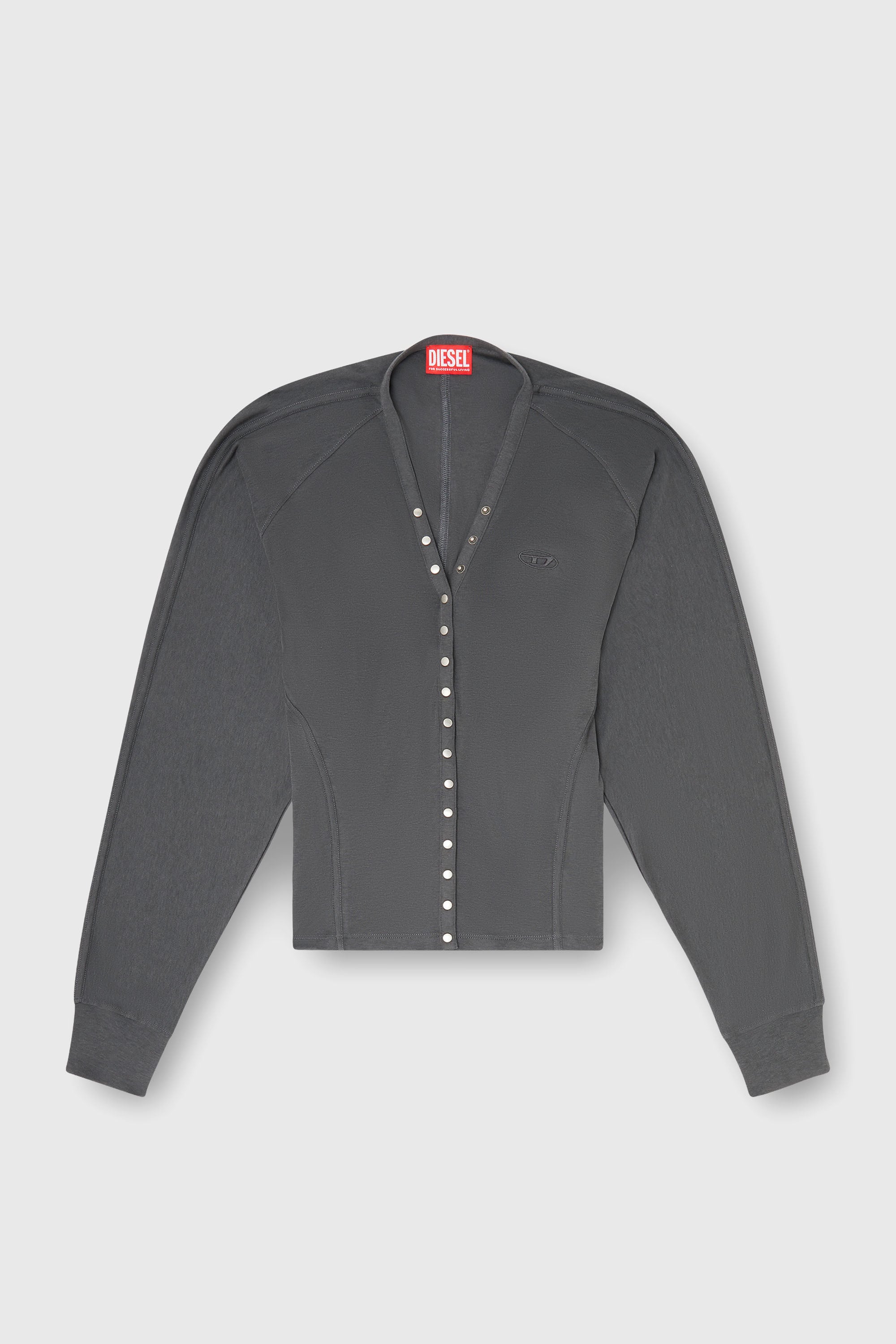 Diesel - T-ISERINA, Cardigan in misto Tencel con maniche a pipistrello Donna in Grigio - 2
