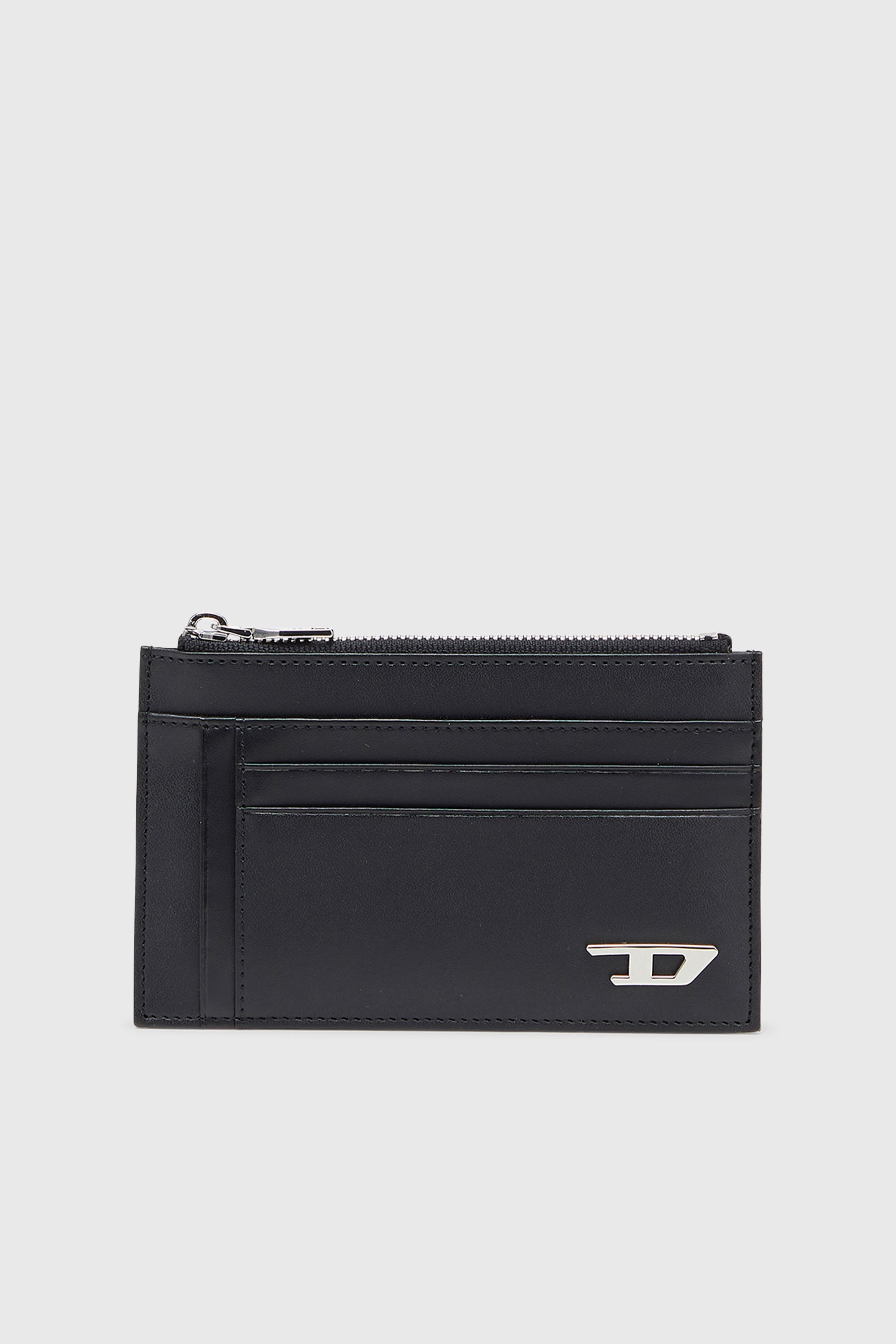 Diesel - D-LOGO 2.0 CARD CASE VI, Porte-cartes en cuir avec poche zipp&eacute;e Homme in Noir - 1