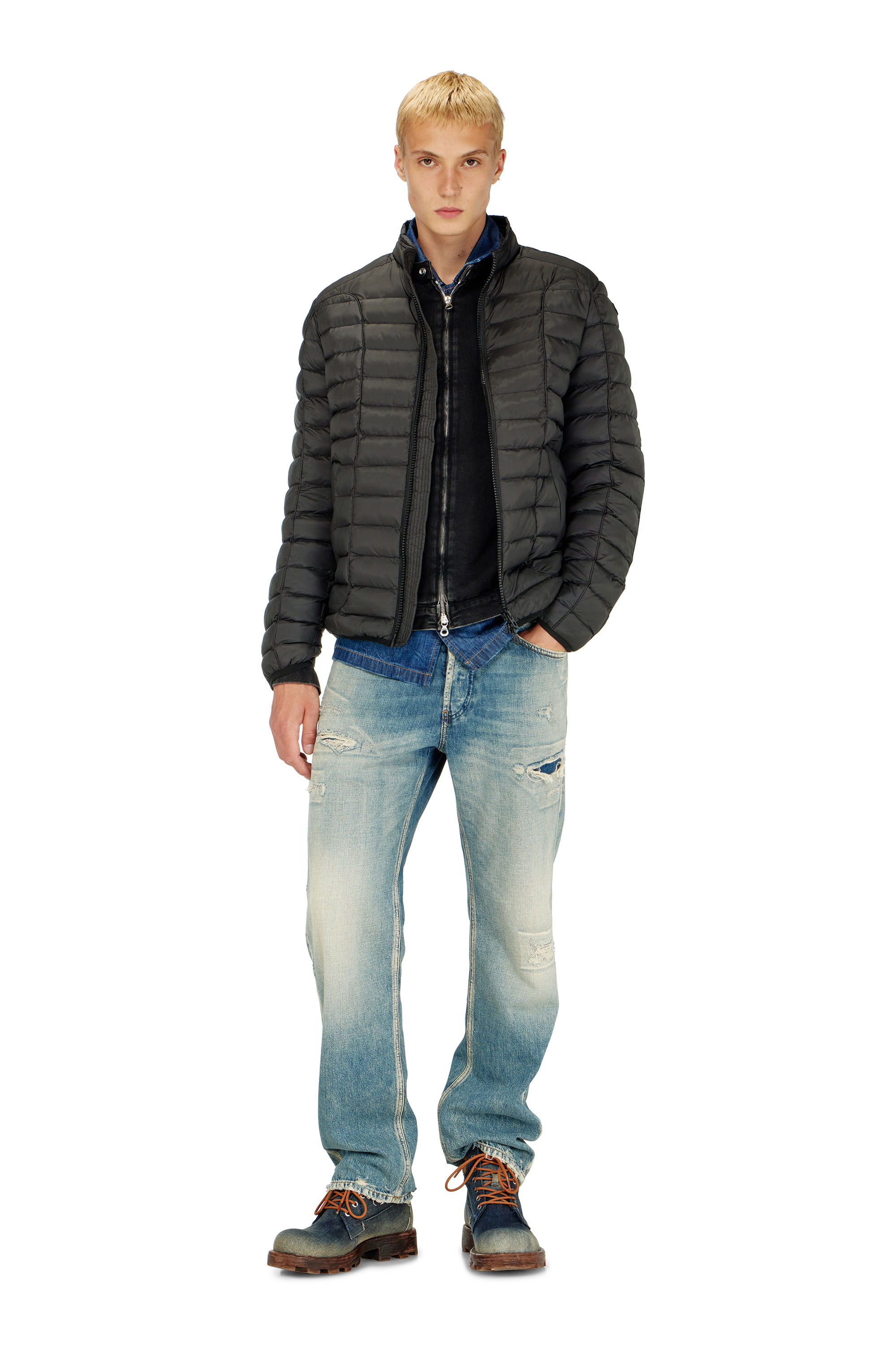 Diesel - W-PILOT, Piumino in nylon leggero Uomo in Nero - 2