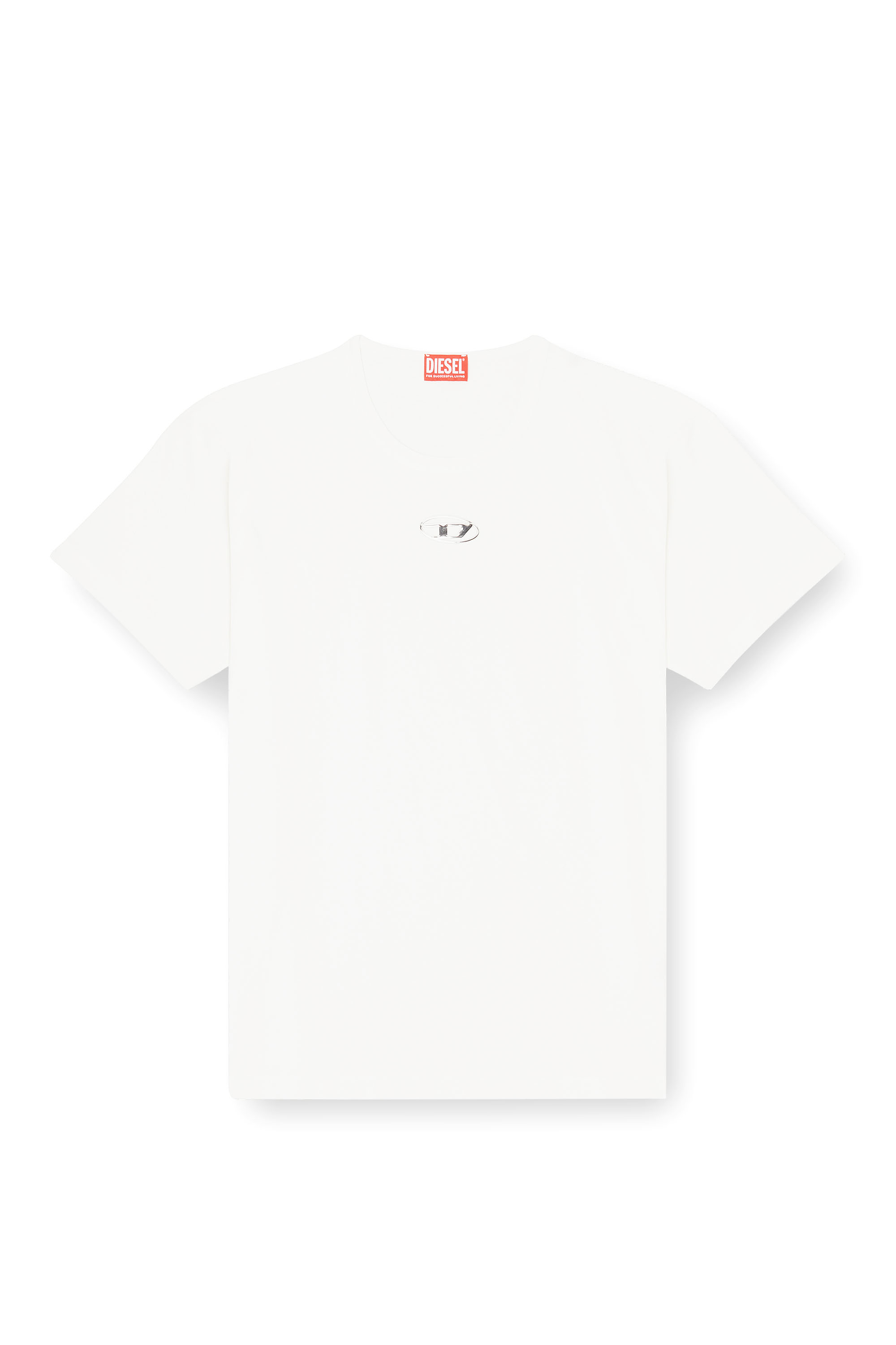 Diesel - T-NORM-IOD, T-shirt en coton l&eacute;ger avec logo Ovale D m&eacute;tallis&eacute; Homme in Blanc - 2