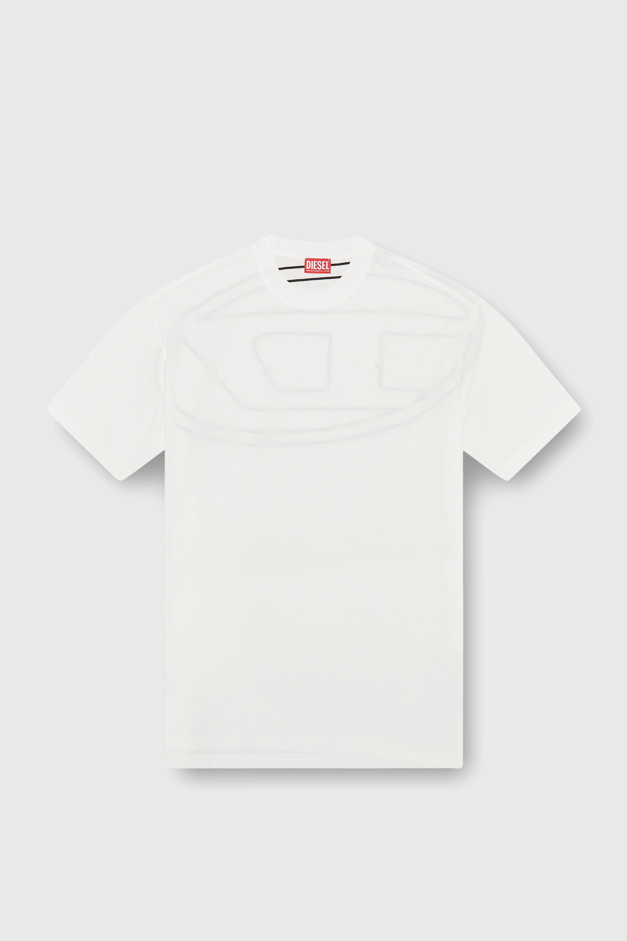 Diesel - T-BOGGY-MEGOVAL-D, T-shirt con maxi-ricamo oval D Uomo in Bianco - 2