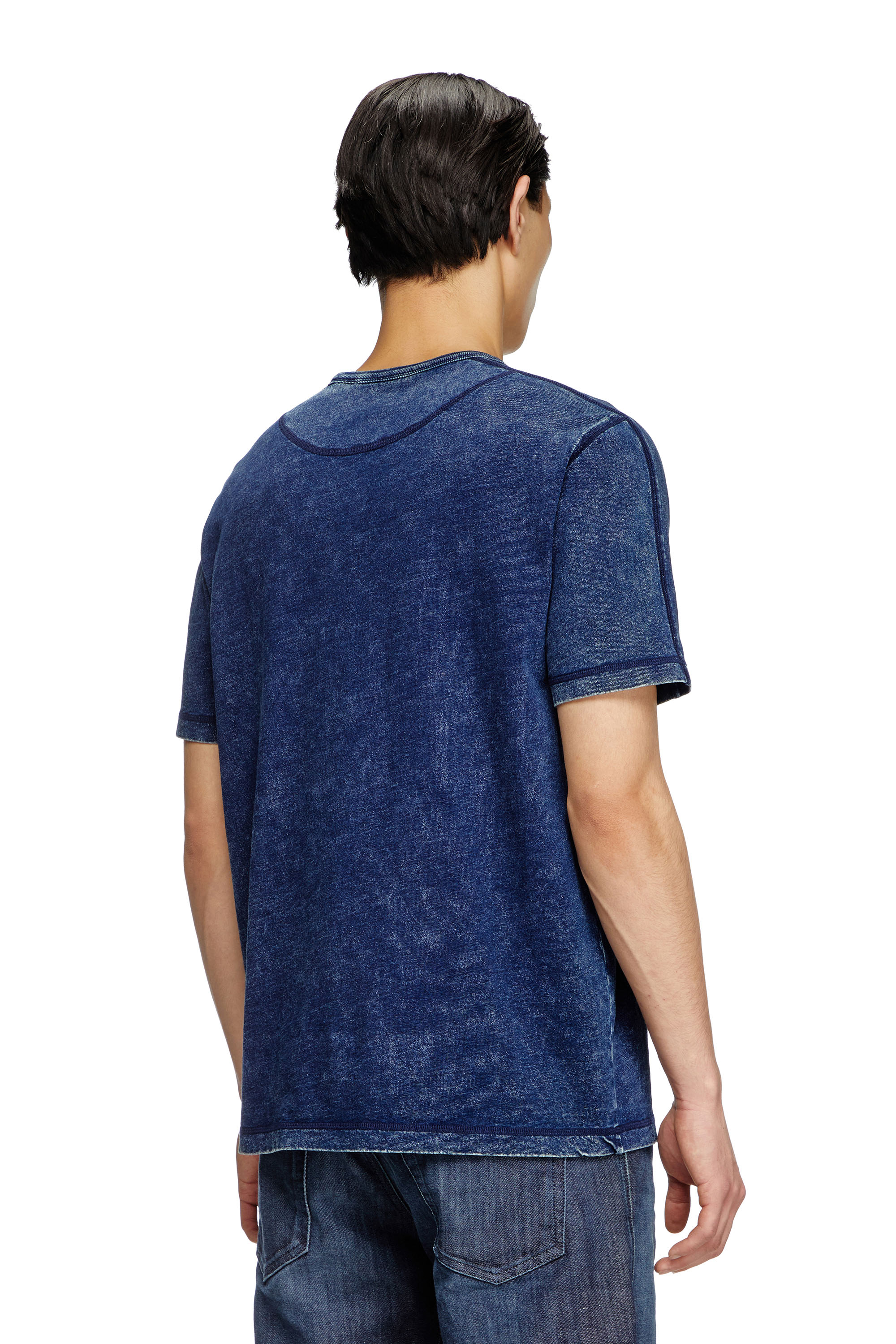 Diesel - T-ADJIND, T-shirt en jersey effet denim Homme in Bleu - 4